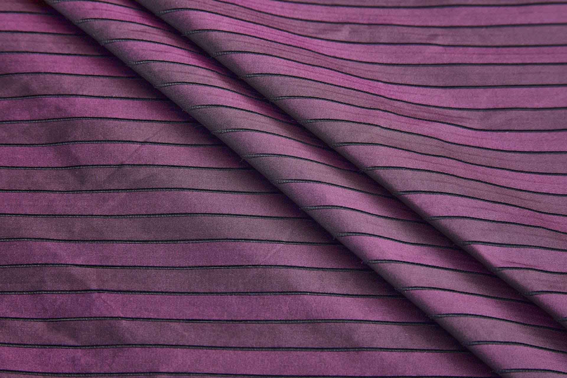 Plum Purple Striped Corded Polyester Taffeta fabric, image 7 of 8