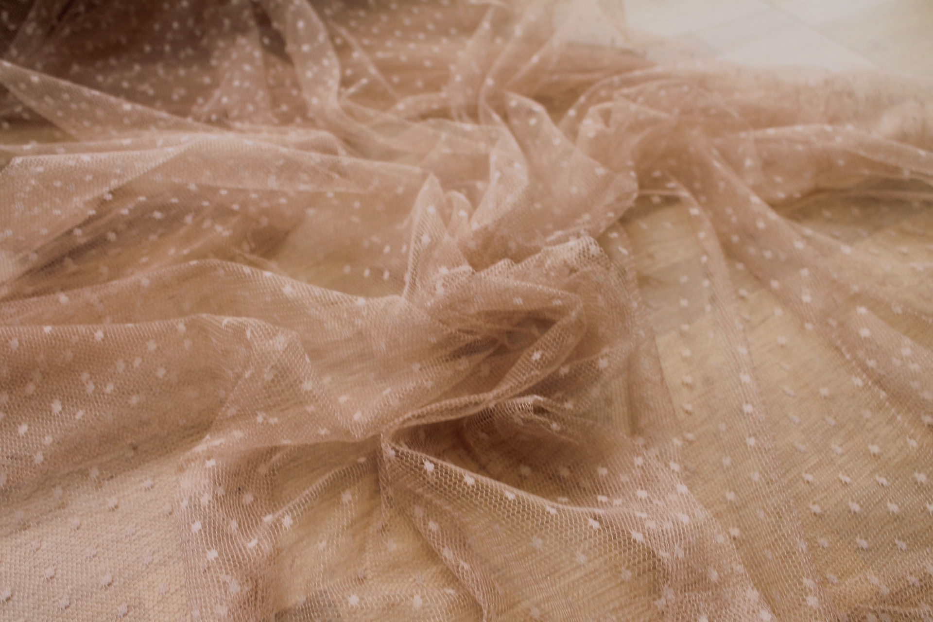 Spot / Dot Tulle - Nude fabric
