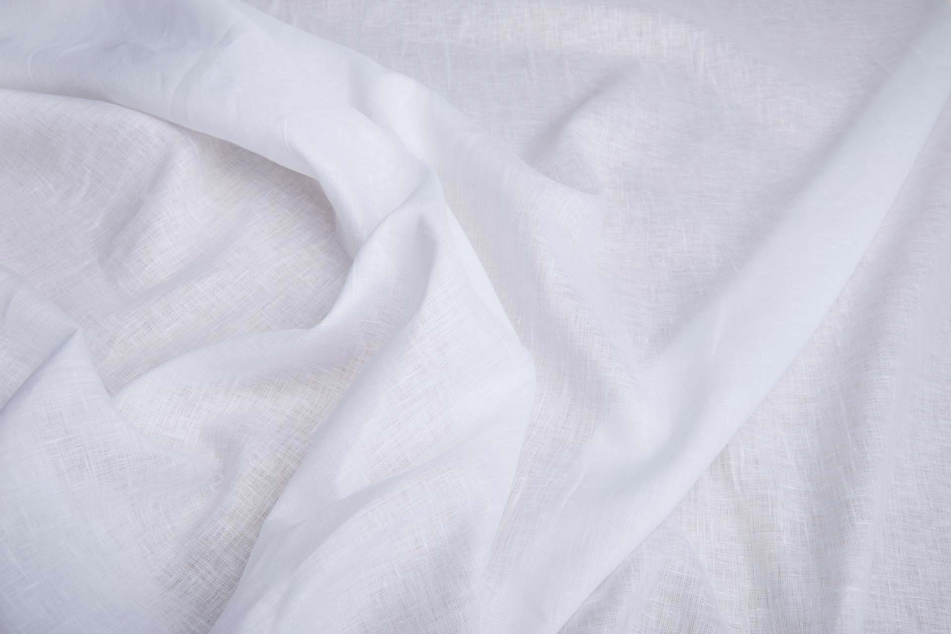 Optic White Semi Sheer Linen fabric, image 2 of 5