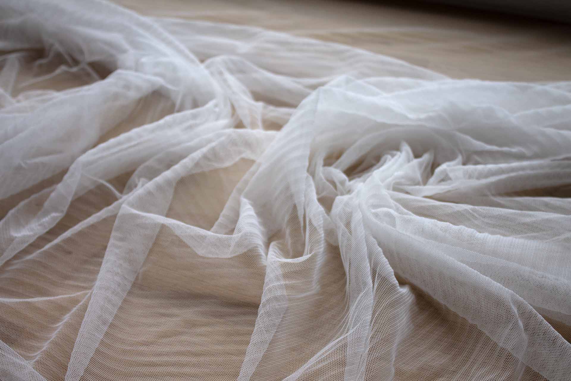 Pleated Soft Nylon Tulle - Ivory fabric, image 6 of 6