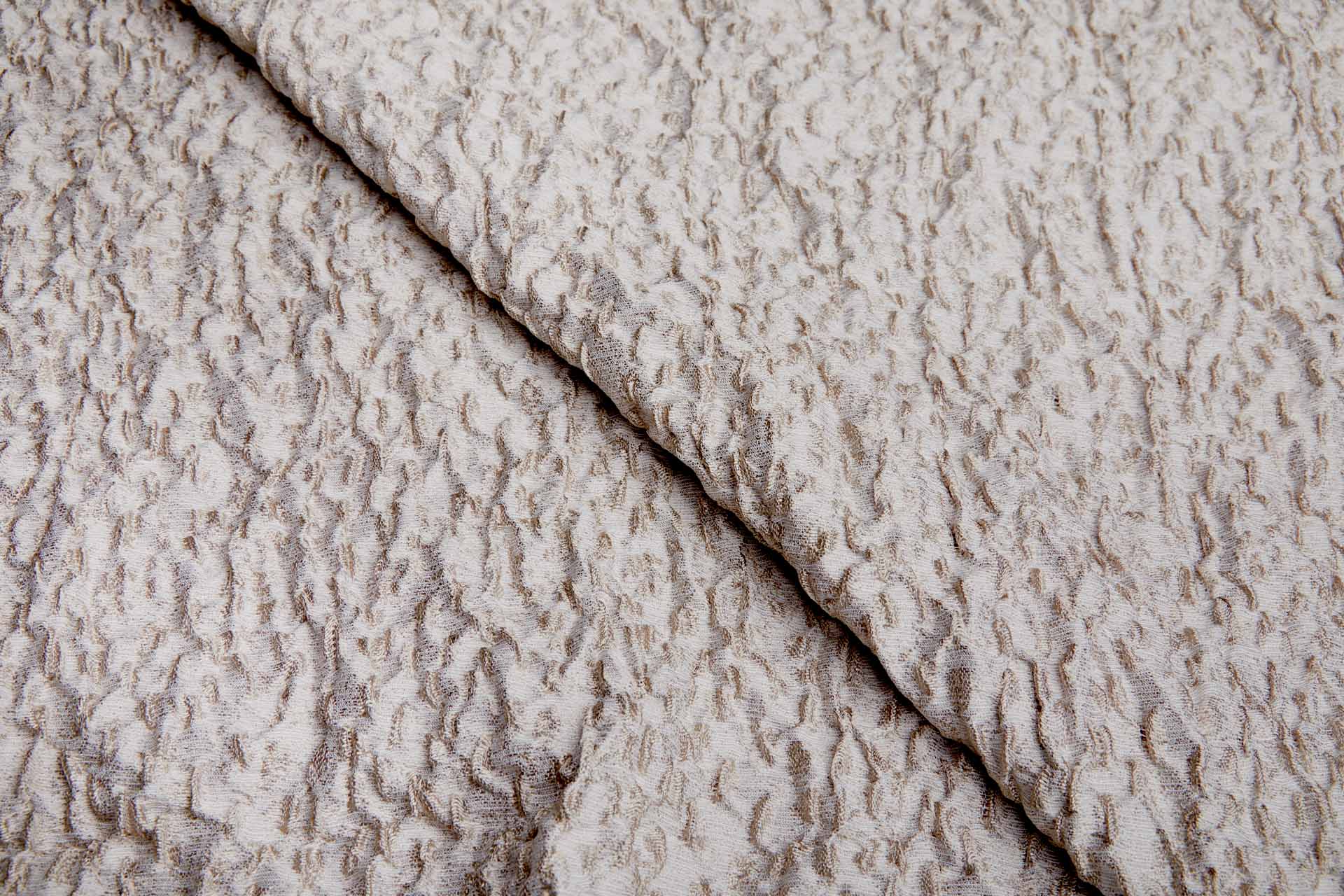Viscose and Silk Scrunched Effect Jacquard - Oatmeal and Off White fabric