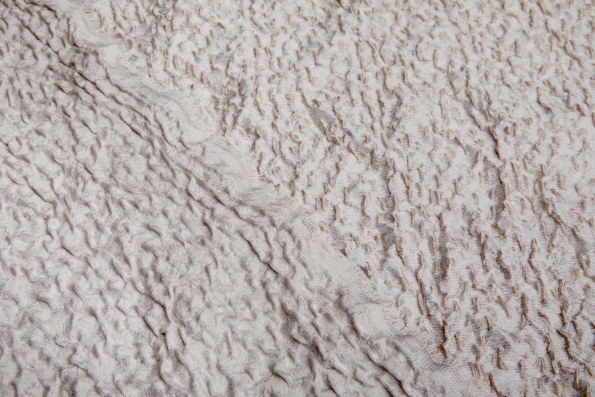 Viscose and Silk Scrunched Effect Jacquard - Oatmeal and Off White fabric, image 4 of 9