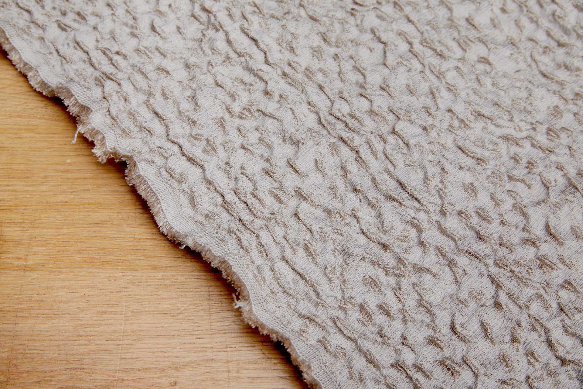 Viscose and Silk Scrunched Effect Jacquard - Oatmeal and Off White fabric, image 5 of 9