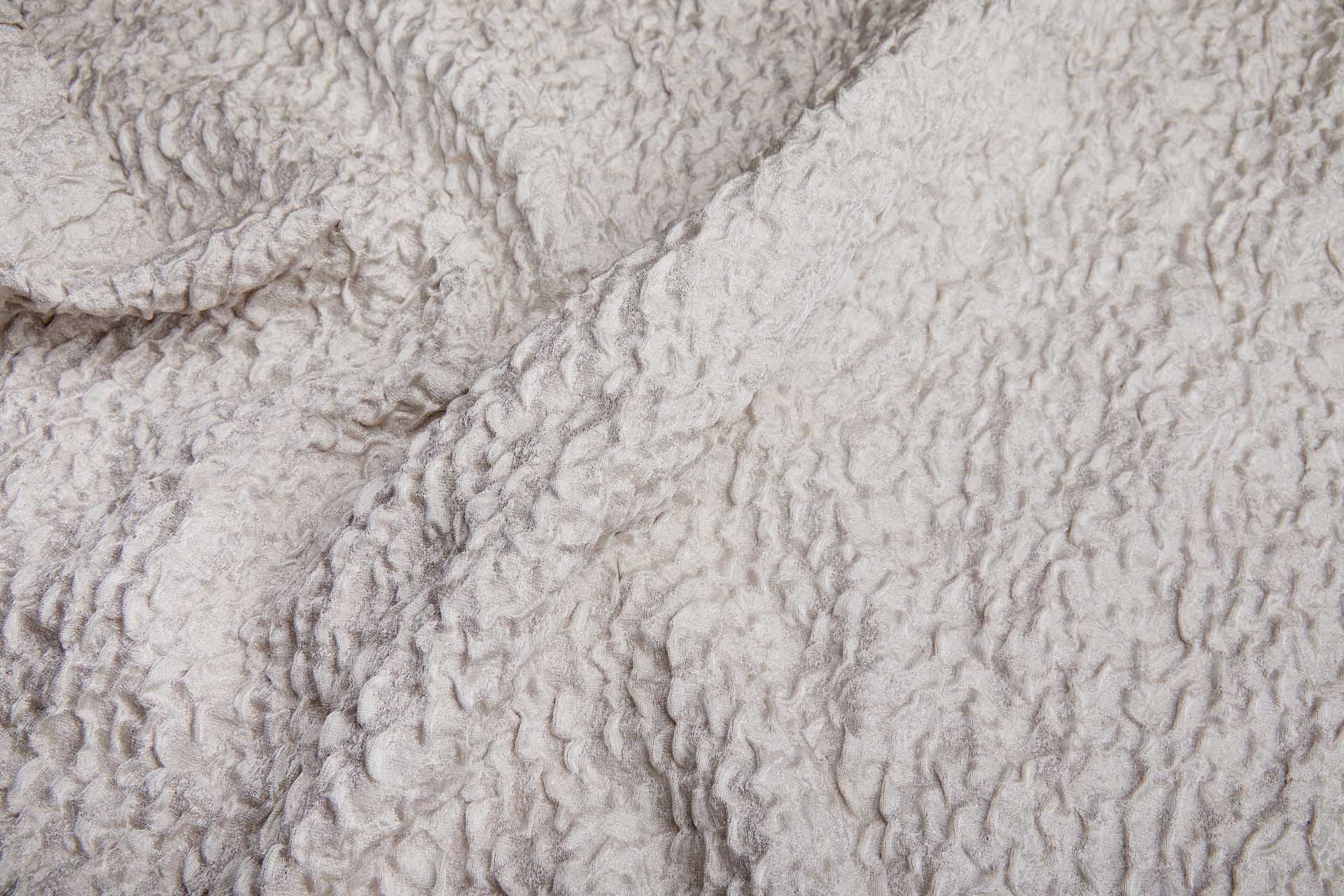 Viscose and Silk Scrunched Effect Jacquard - Oatmeal and Off White fabric, image 7 of 9