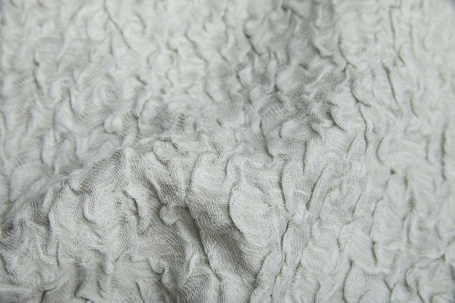 Cotton and Linen Scrunched Effect Jacquard - Blueish Grey & Oatmeal fabric, image 9 of 11