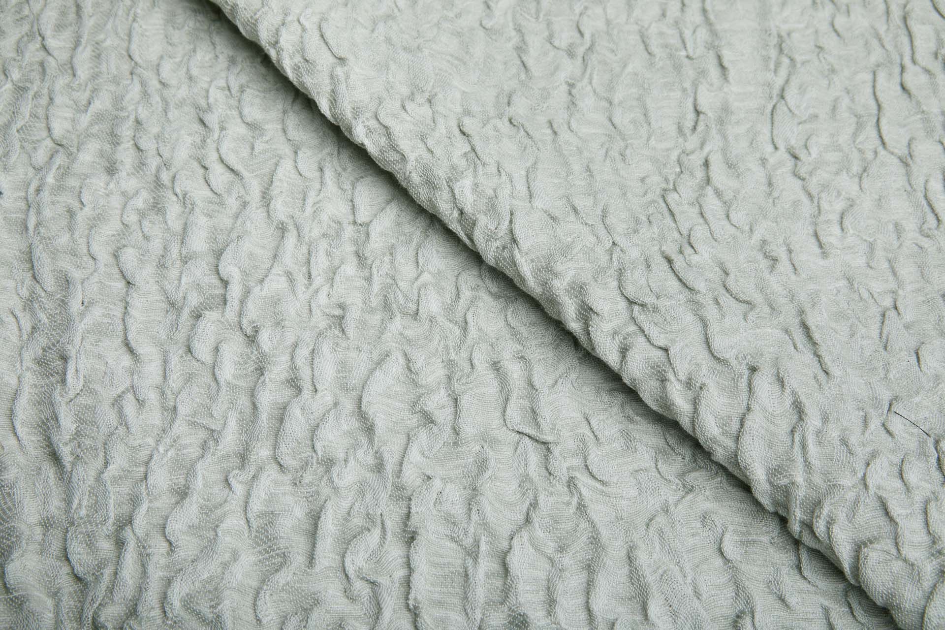 Cotton and Linen Scrunched Effect Jacquard - Blueish Grey & Oatmeal fabric, image 2 of 11
