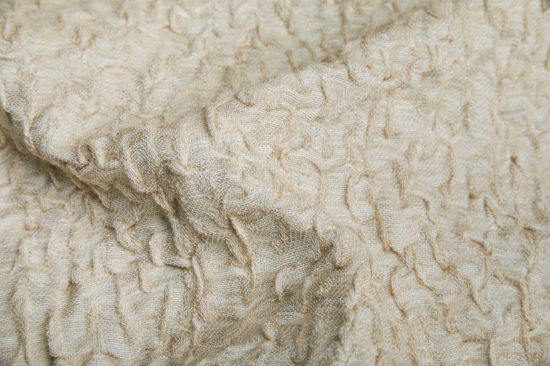 Cotton and Linen Scrunched Effect Jacquard - Blueish Grey & Oatmeal fabric, image 5 of 11
