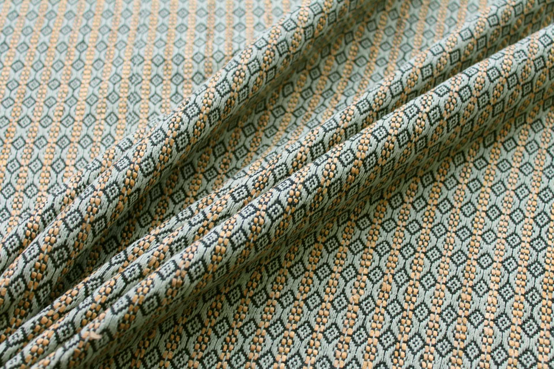 Sage, Golden and Black Patterned Reversible Silk Matka fabric, image 2 of 8