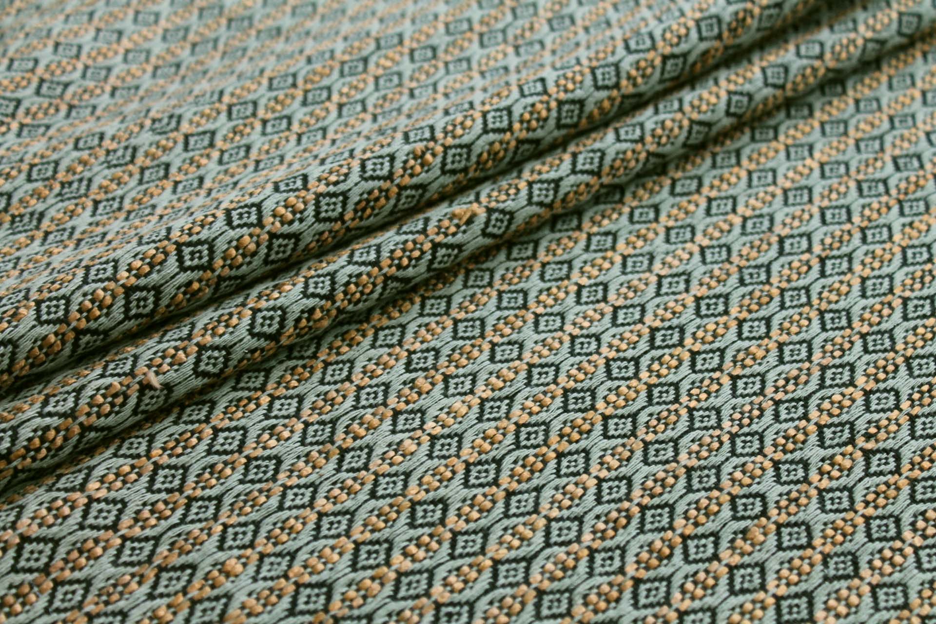 Sage, Golden and Black Patterned Reversible Silk Matka fabric, image 4 of 8