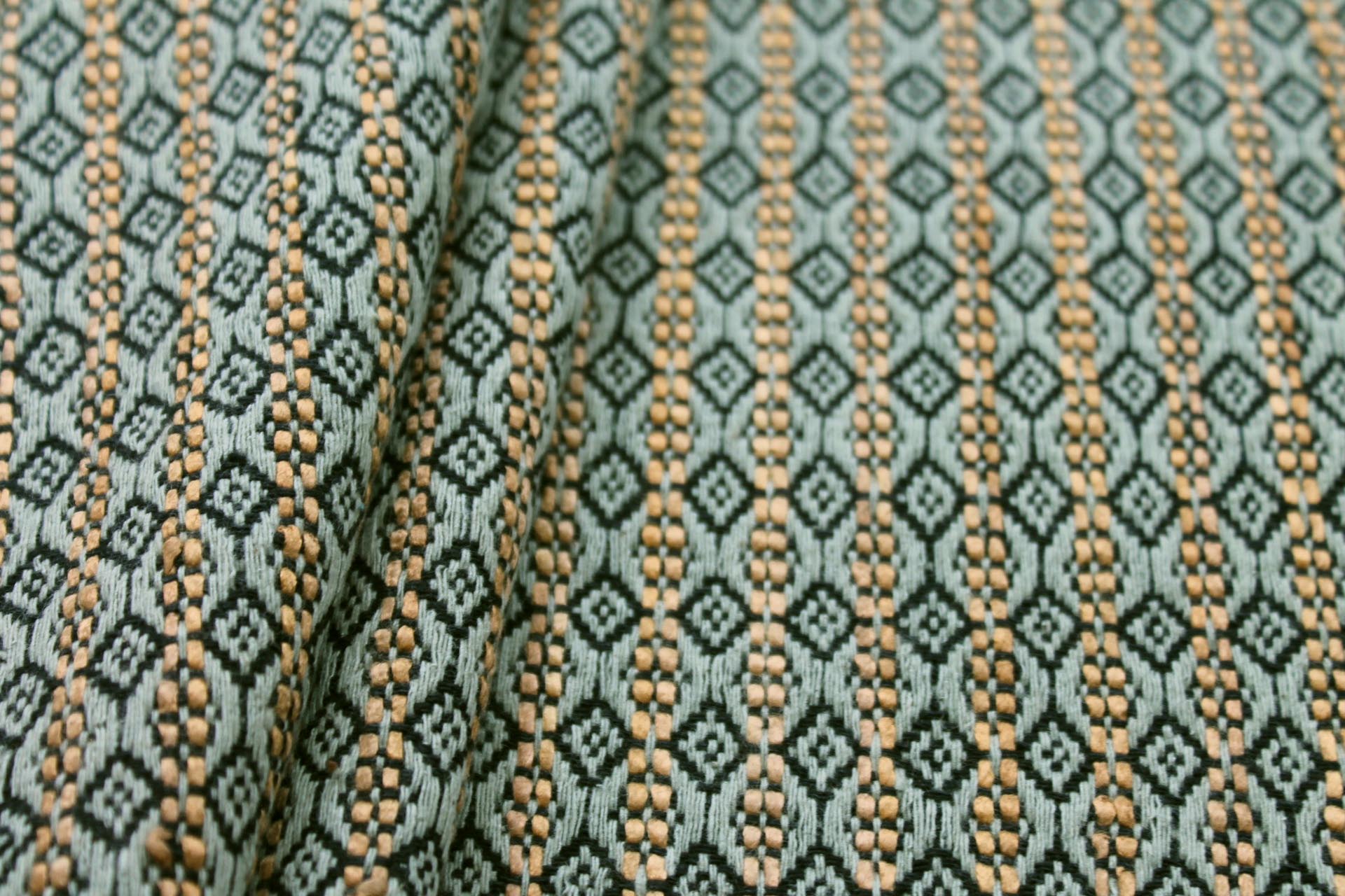 Sage, Golden and Black Patterned Reversible Silk Matka fabric, image 5 of 8