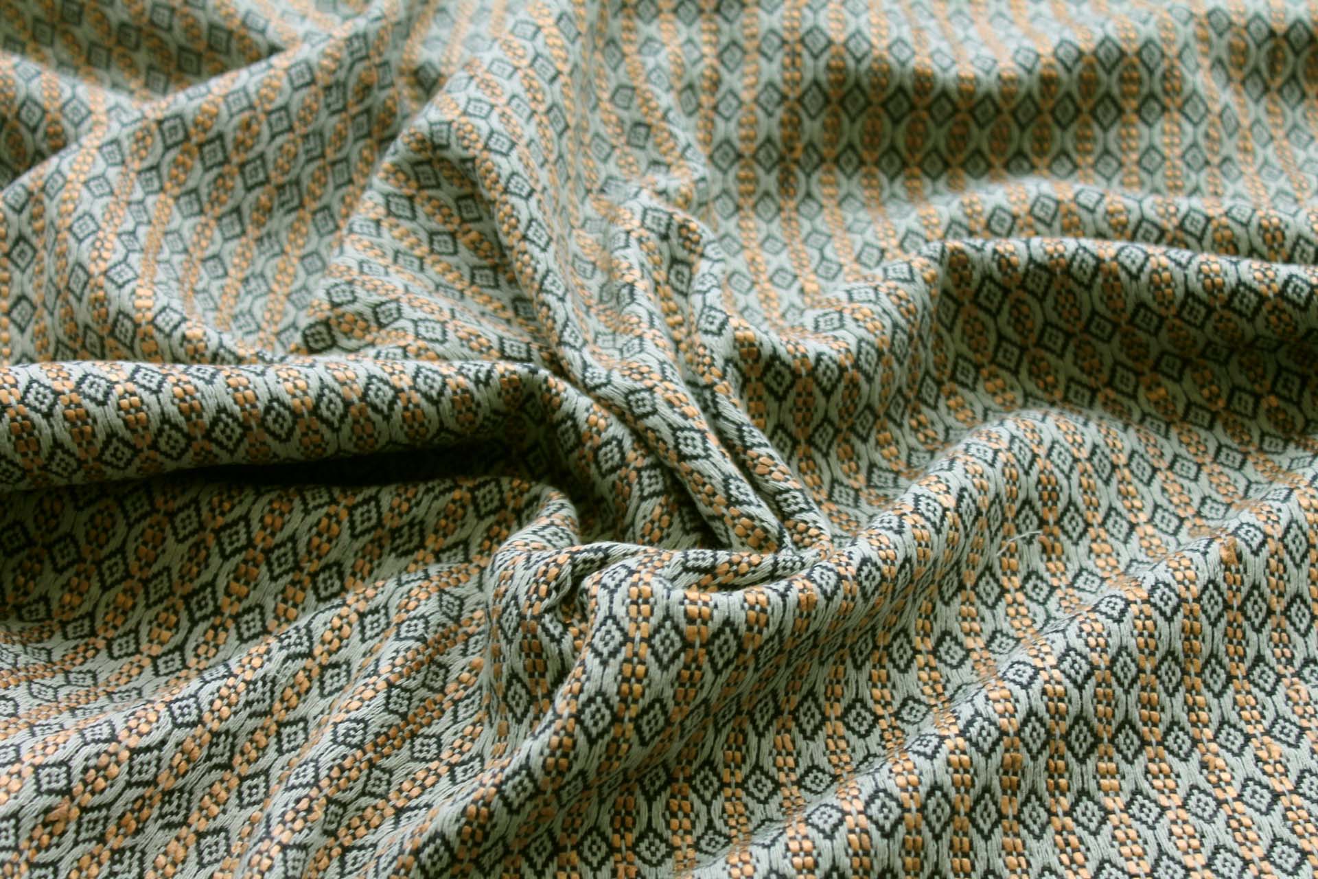 Sage, Golden and Black Patterned Reversible Silk Matka fabric, image 6 of 8