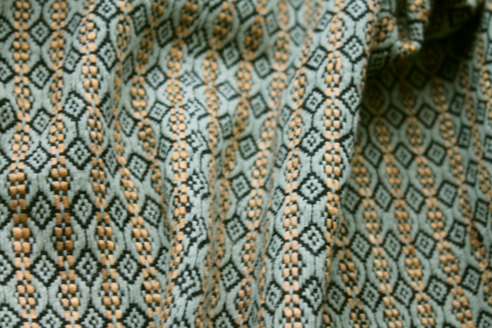Sage, Golden and Black Patterned Reversible Silk Matka fabric, image 7 of 8