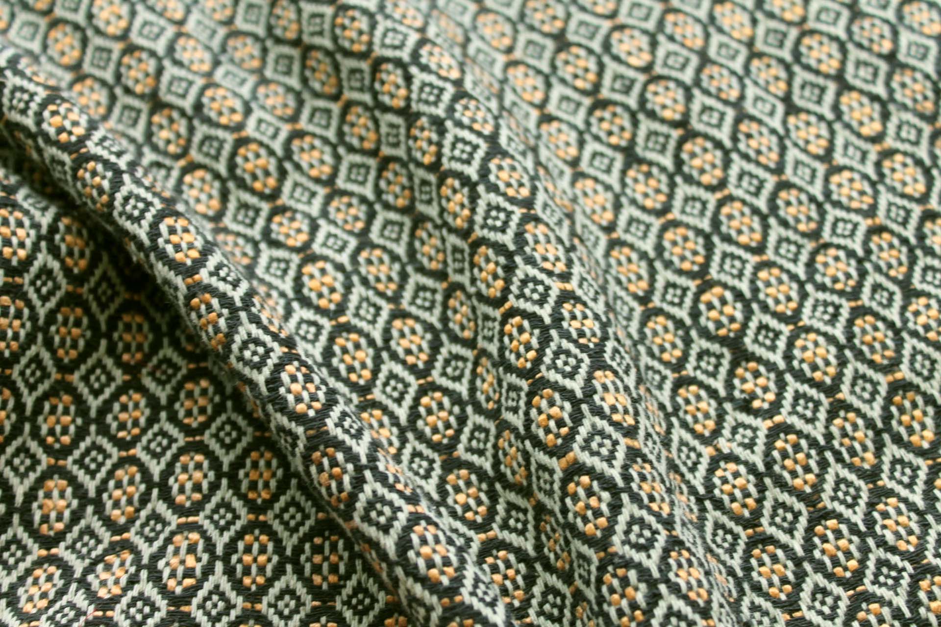 Sage, Golden and Black Patterned Reversible Silk Matka fabric, image 8 of 8