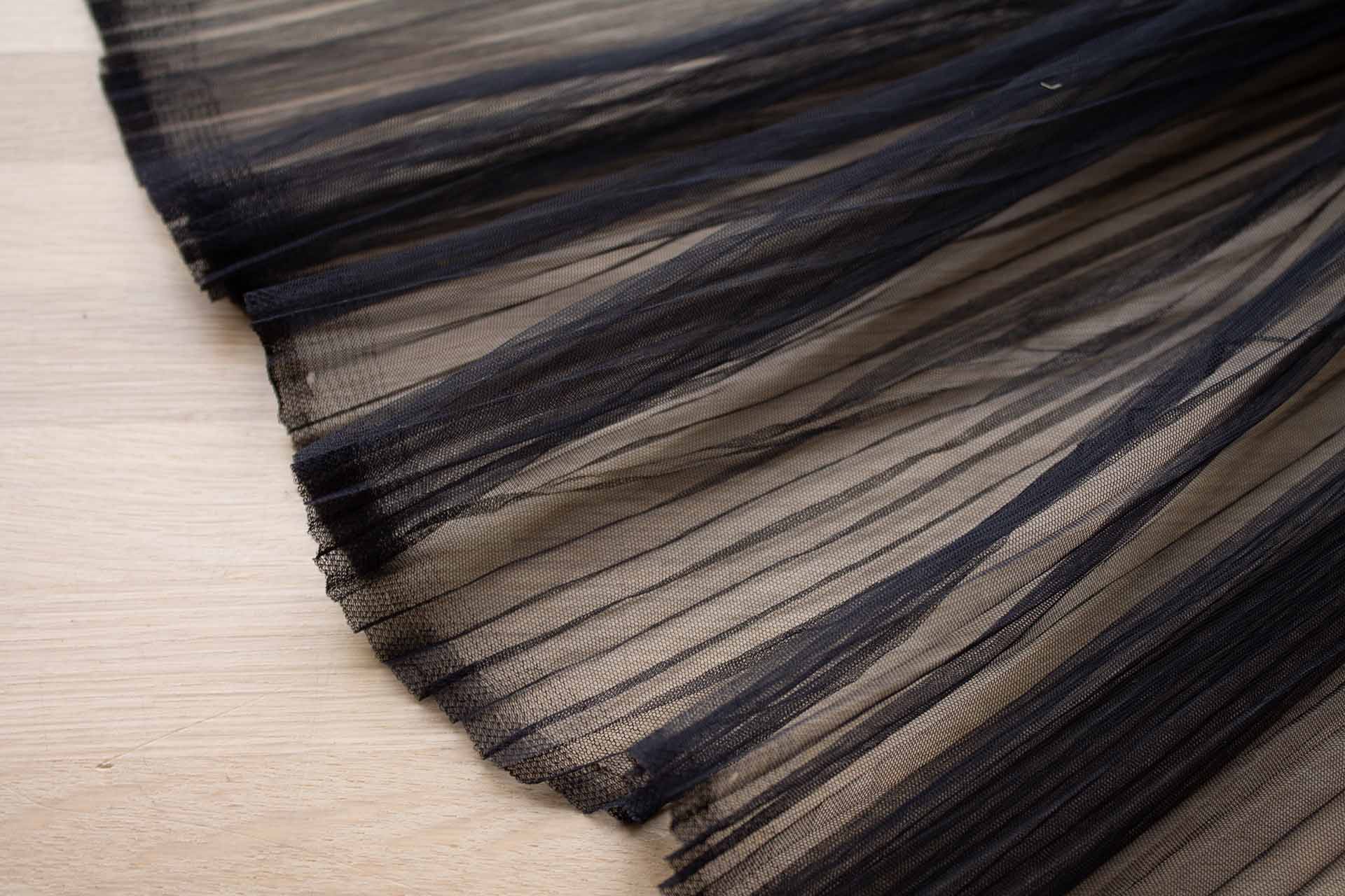 Pleated Crisp Nylon Tulle - Black fabric, image 3 of 7