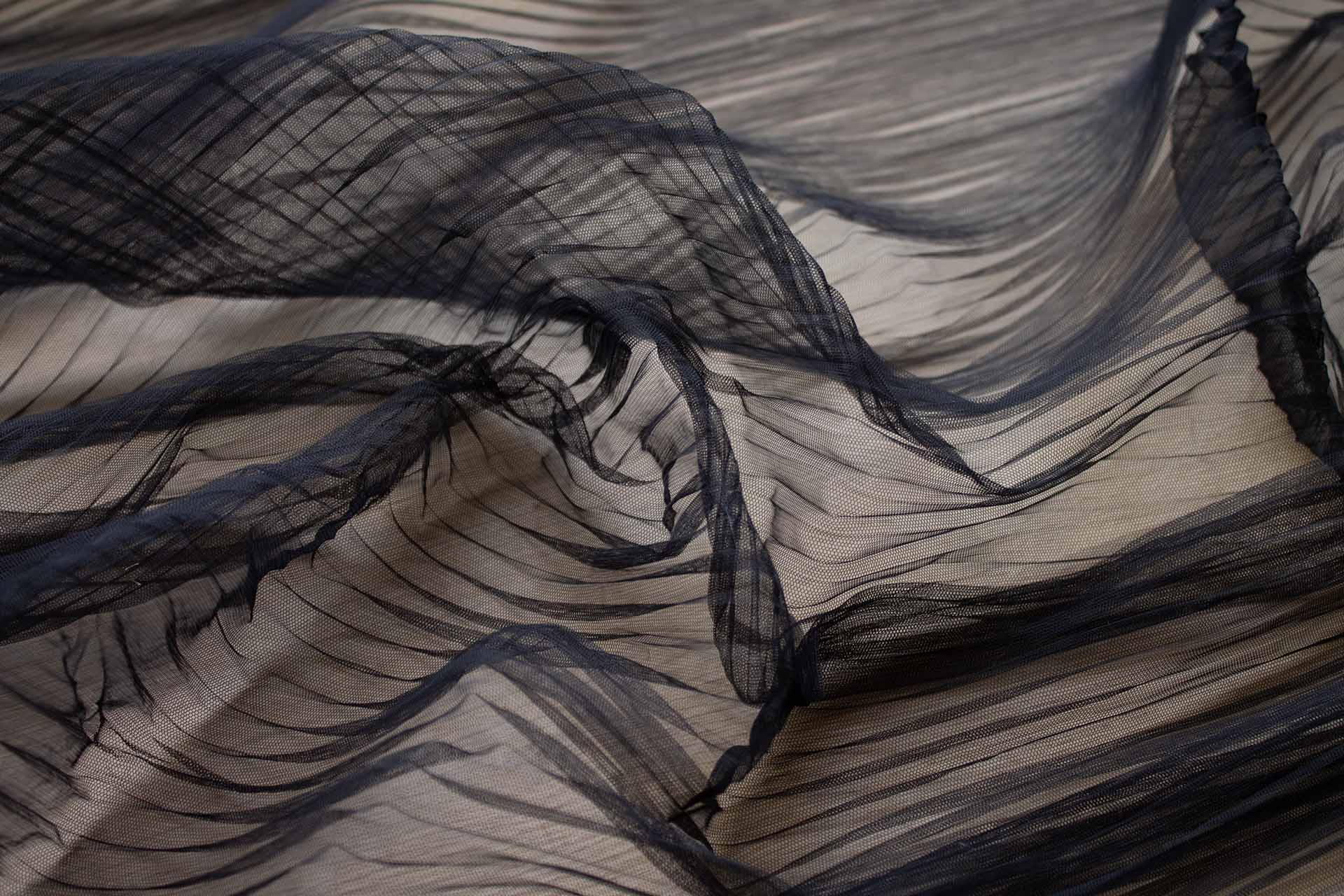 Pleated Crisp Nylon Tulle - Black fabric, image 5 of 7