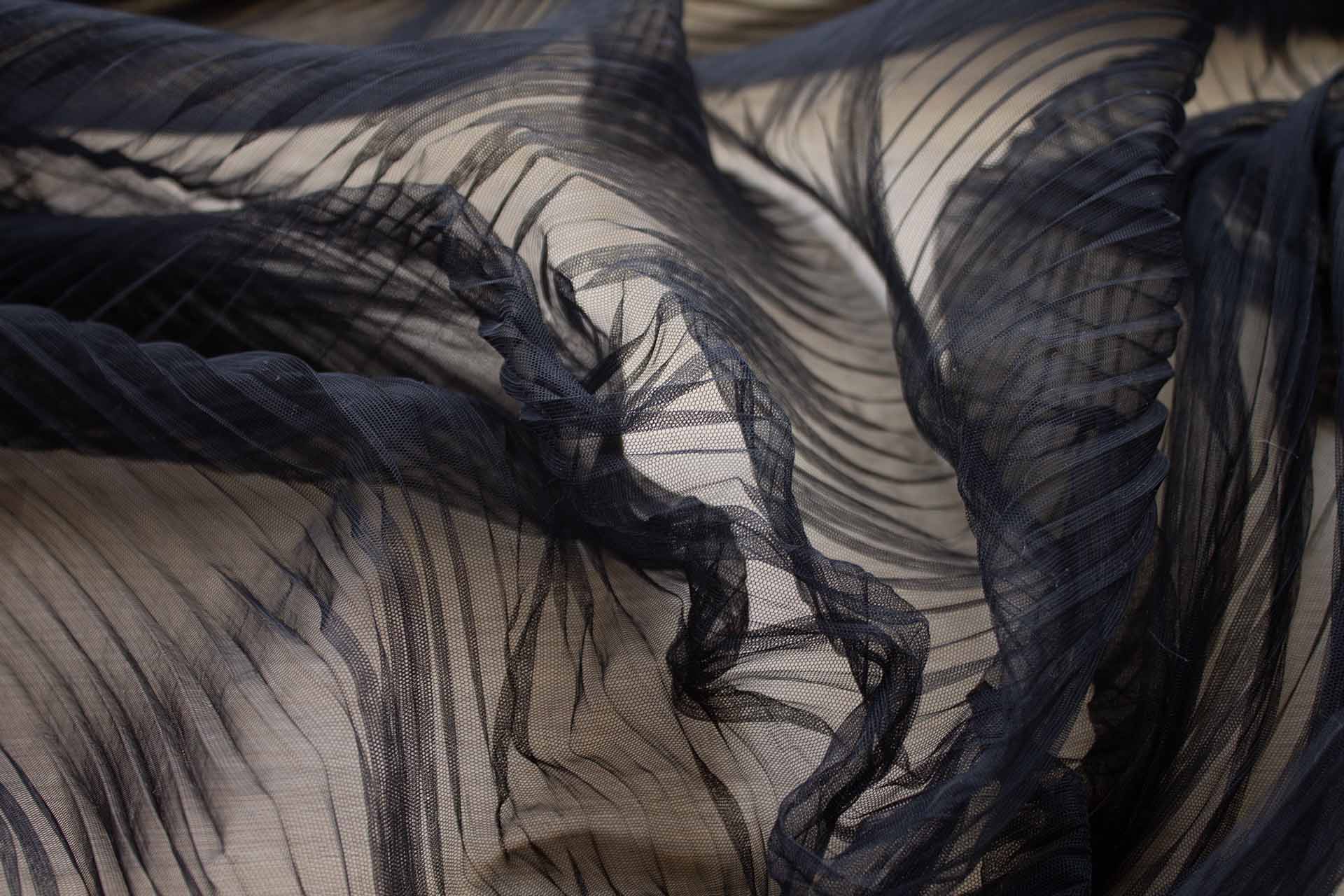 Pleated Crisp Nylon Tulle - Black fabric, image 6 of 7