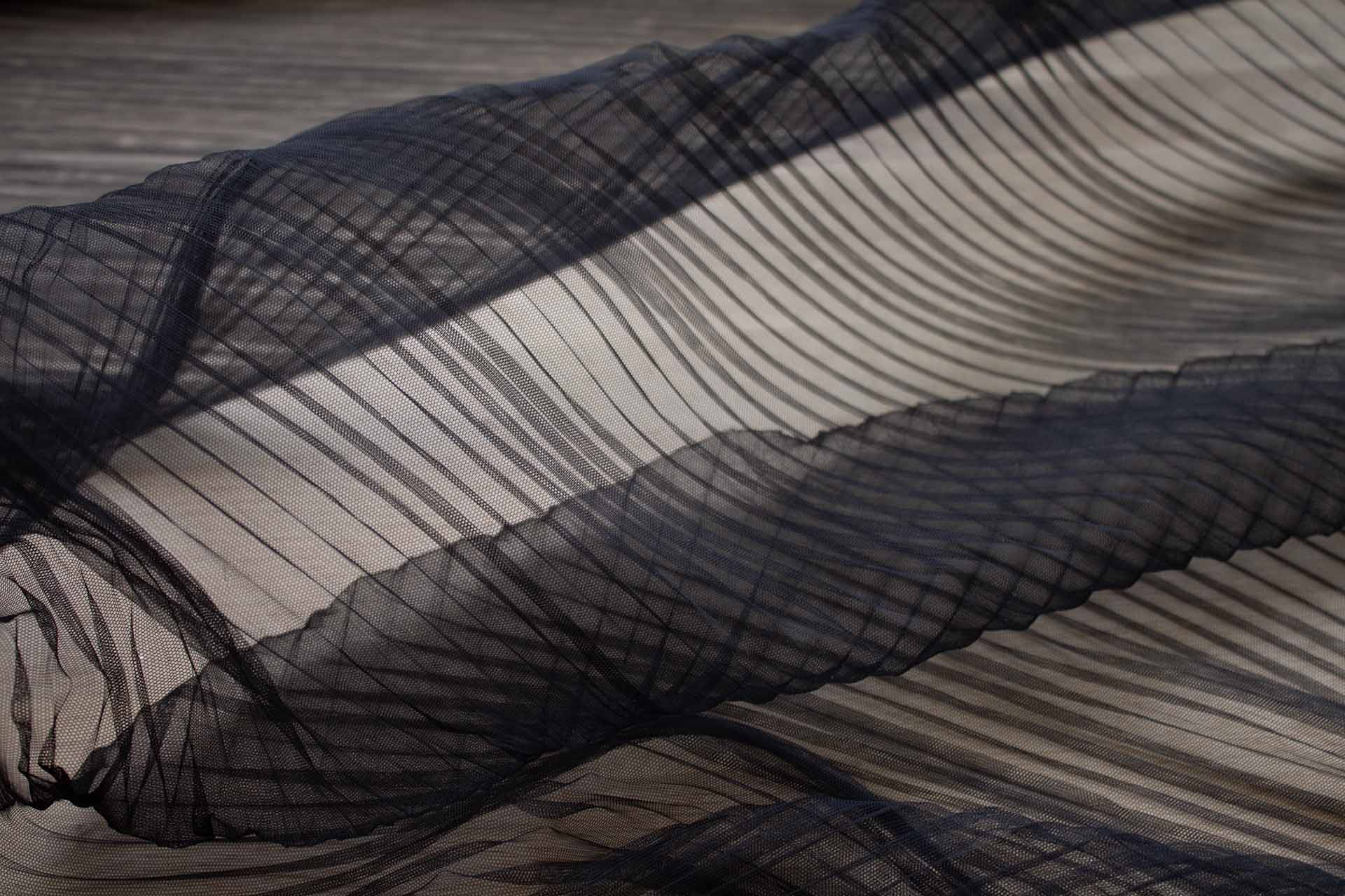 Pleated Crisp Nylon Tulle - Black fabric, image 7 of 7