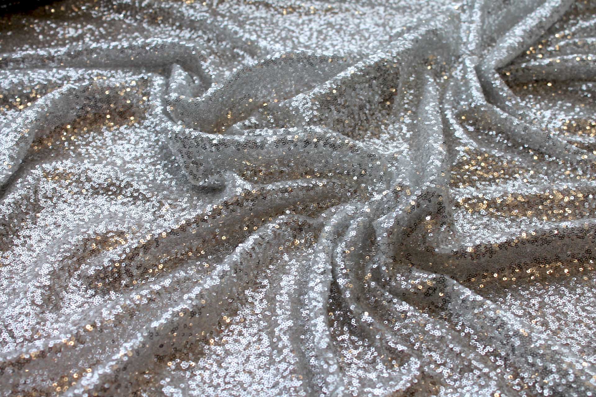 Silver Micro Sequin on Tulle fabric, image 2 of 6
