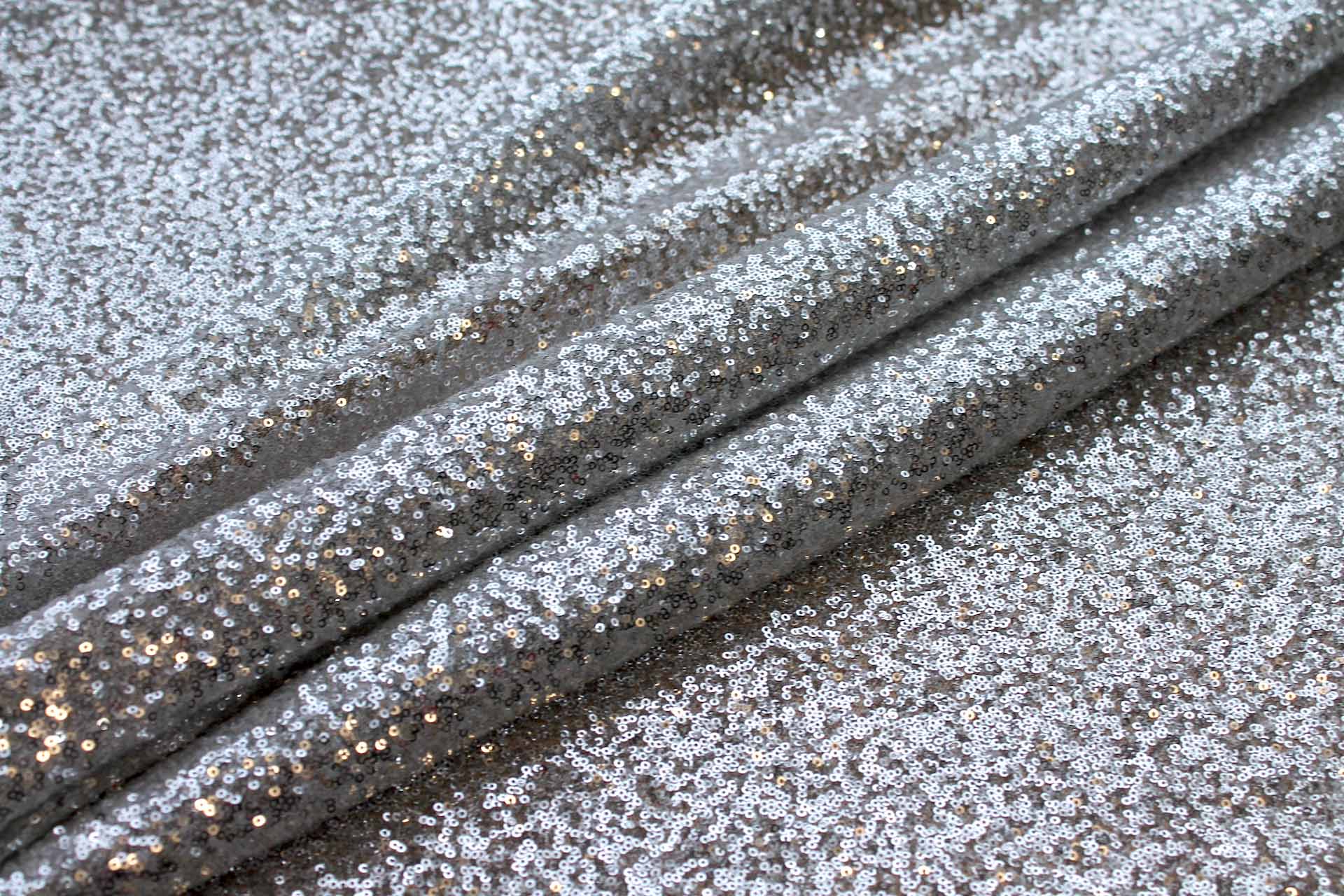 Silver Micro Sequin on Tulle fabric, image 3 of 6