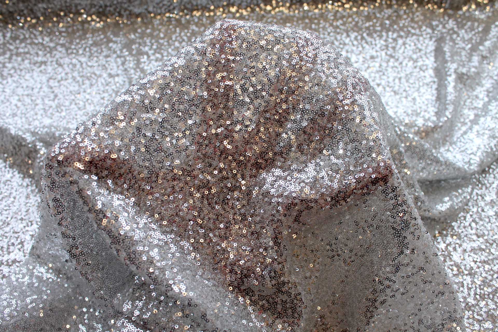 Silver Micro Sequin on Tulle fabric, image 4 of 6