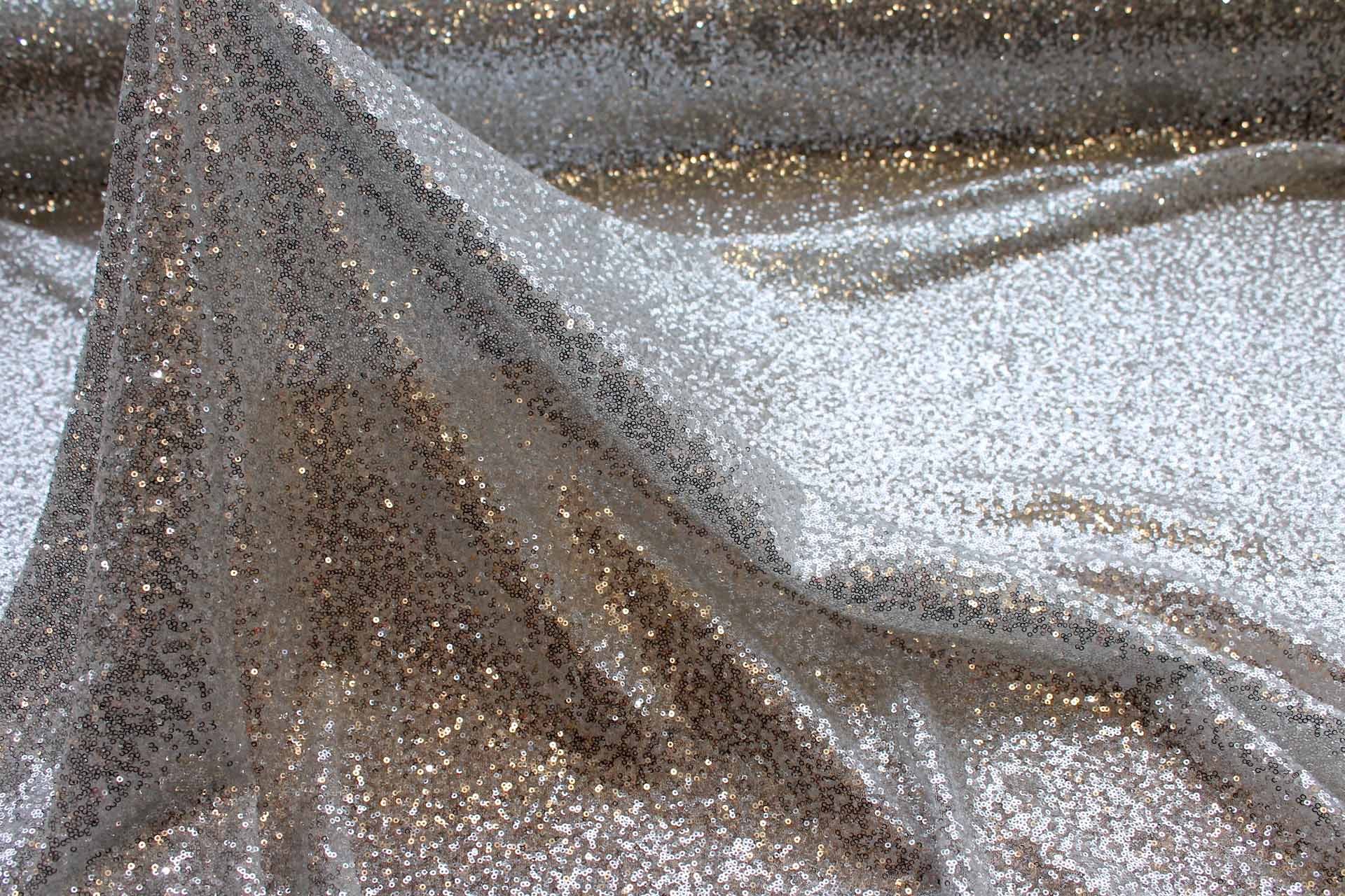 Silver Micro Sequin on Tulle fabric, image 5 of 6