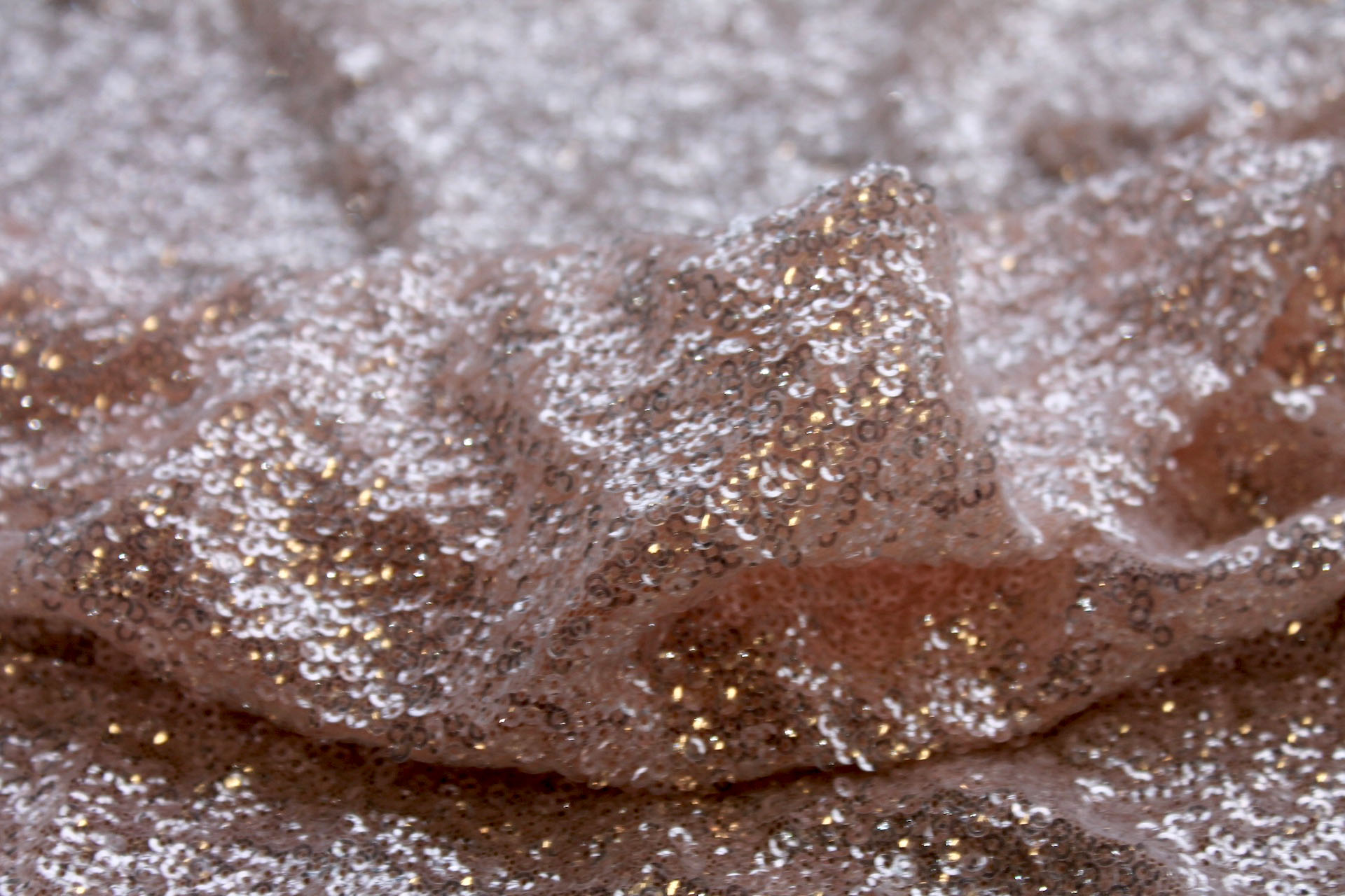 Silvery Clear Sequin on Blush Stretch Tulle fabric, image 2 of 7