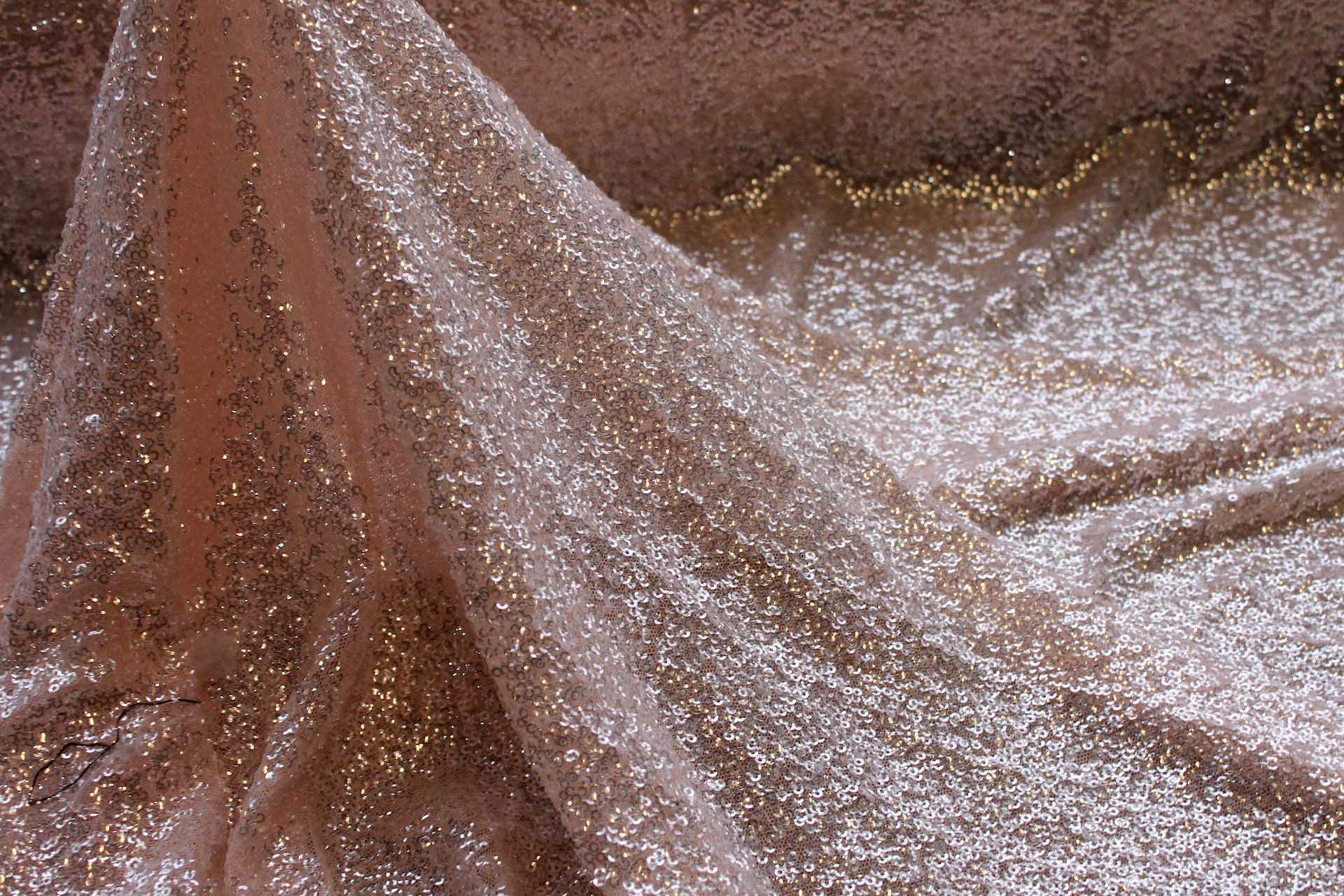 Silvery Clear Sequin on Blush Stretch Tulle fabric, image 3 of 7