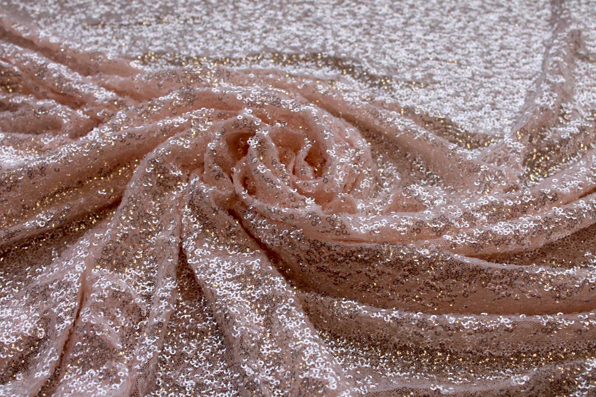 Silvery Clear Sequin on Blush Stretch Tulle fabric, image 5 of 7