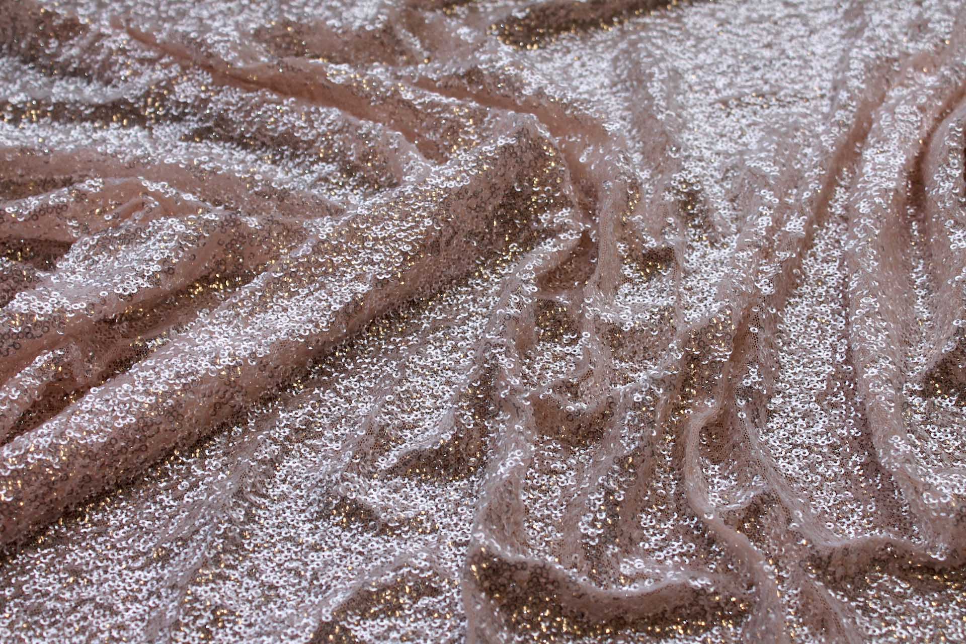 Silvery Clear Sequin on Blush Stretch Tulle fabric, image 6 of 7
