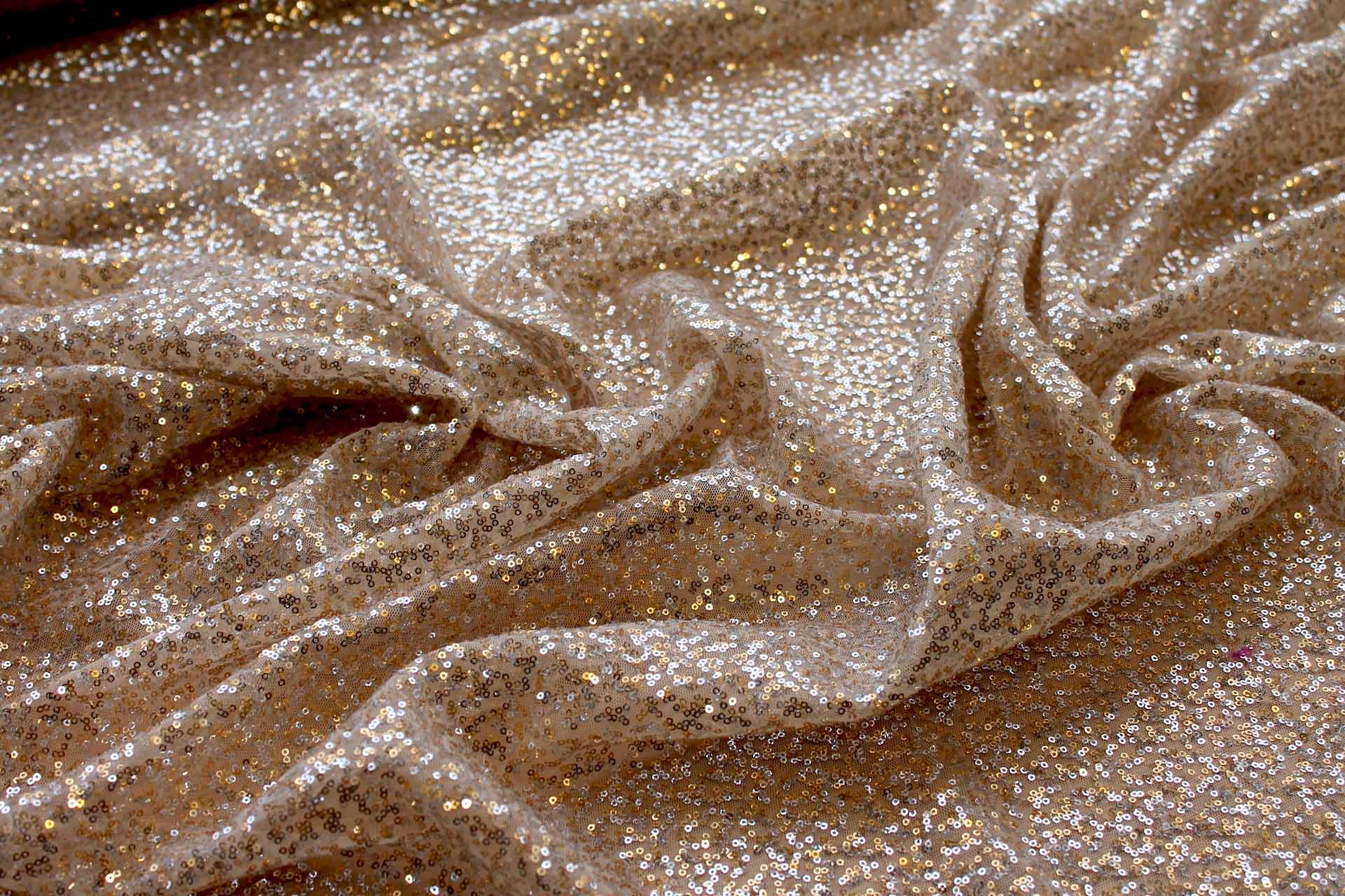 Silver and Gold Micro Sequin on Tulle fabric, image 2 of 7
