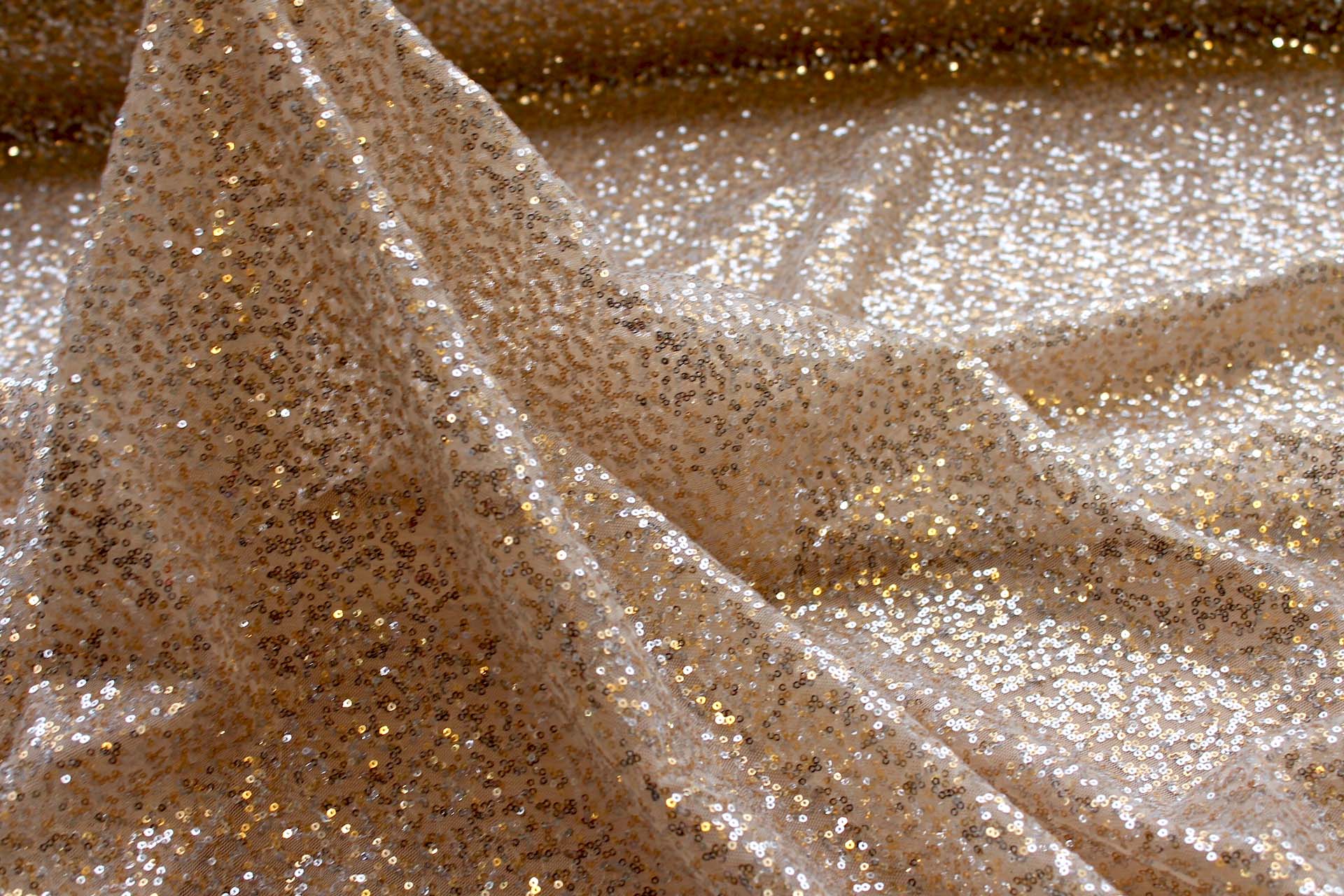 Silver and Gold Micro Sequin on Tulle fabric, image 5 of 7