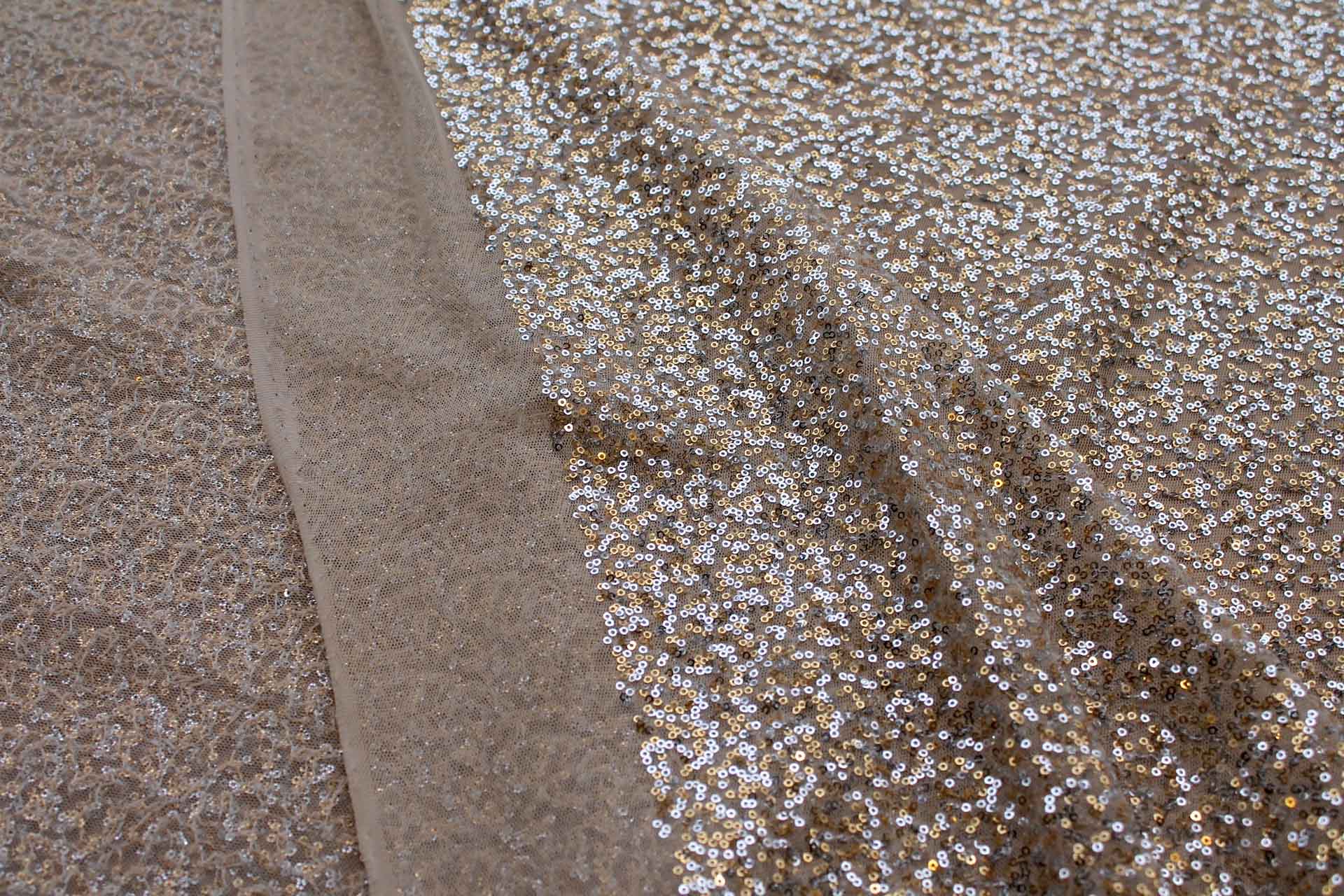 Silver and Gold Micro Sequin on Tulle fabric, image 6 of 7