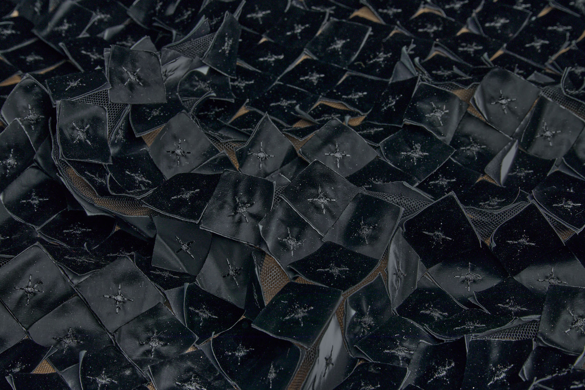 Black Laser Cut and Applique Soft Vinyl Squares on Tulle fabric, image 5 of 7