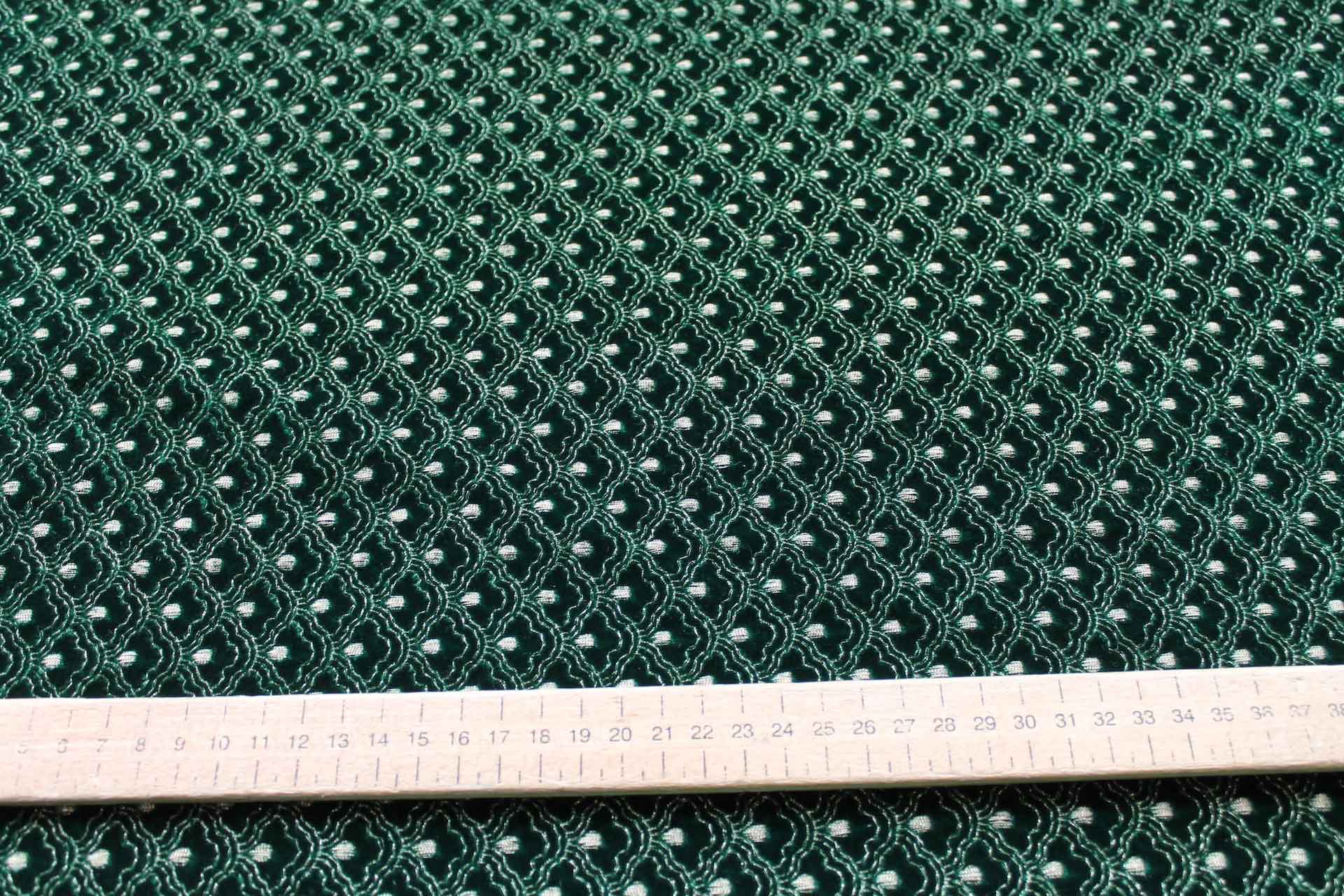 Ornate Gold Scale Embroidery on Emerald Green Silk Velvet fabric, image 5 of 5