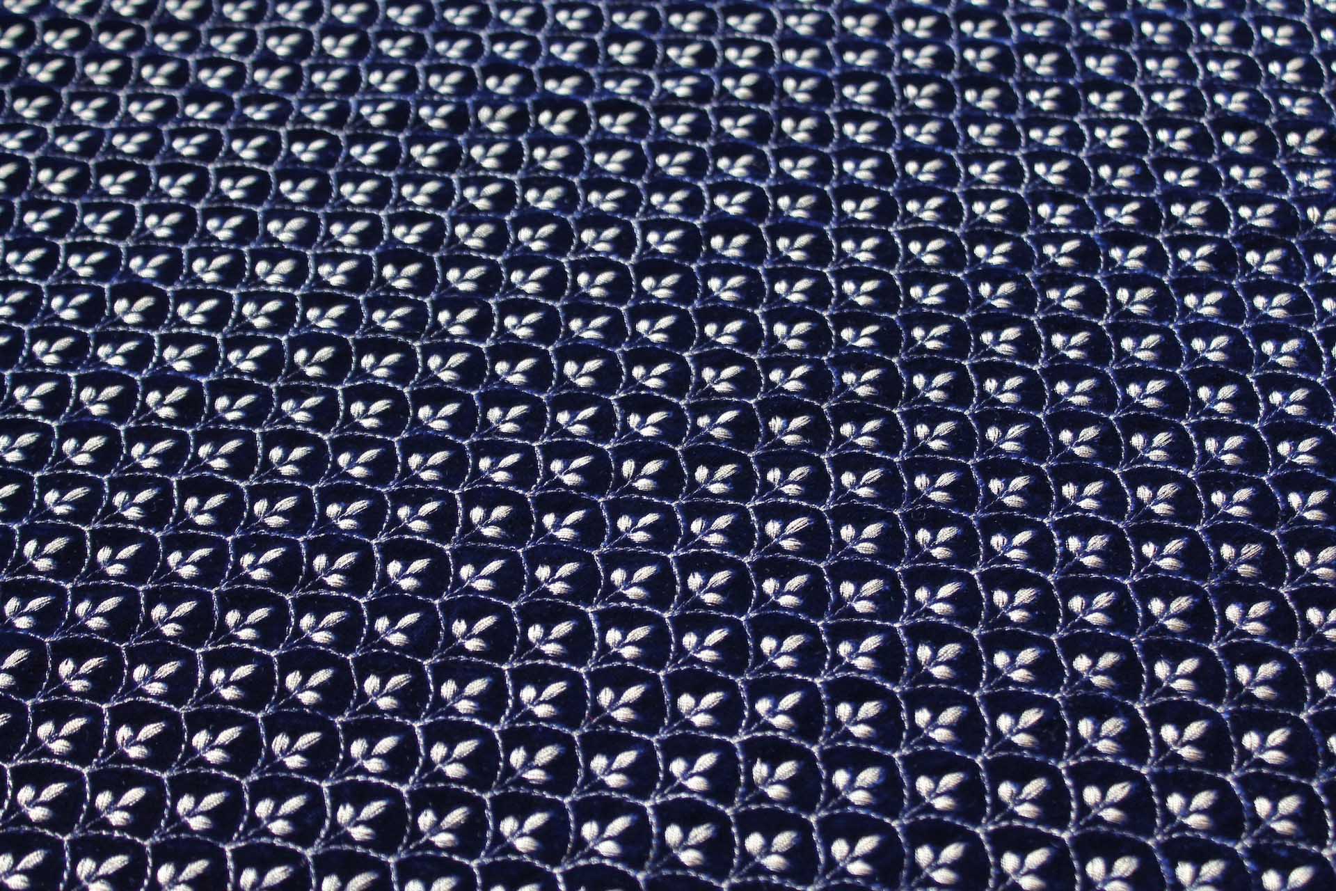Ornate Gold Scale Embroidery on Royal Blue Silk Velvet fabric, image 2 of 5