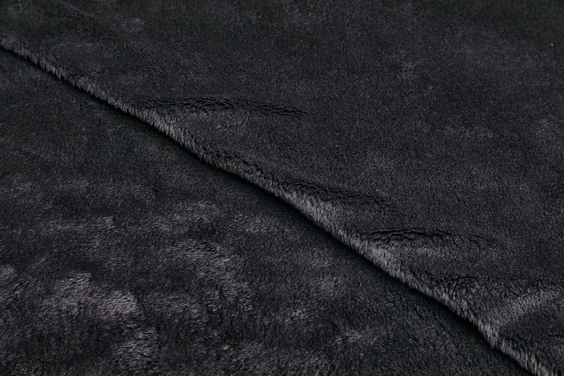 Black Fluffy Short Pile Faux Fur fabric, image 2 of 4