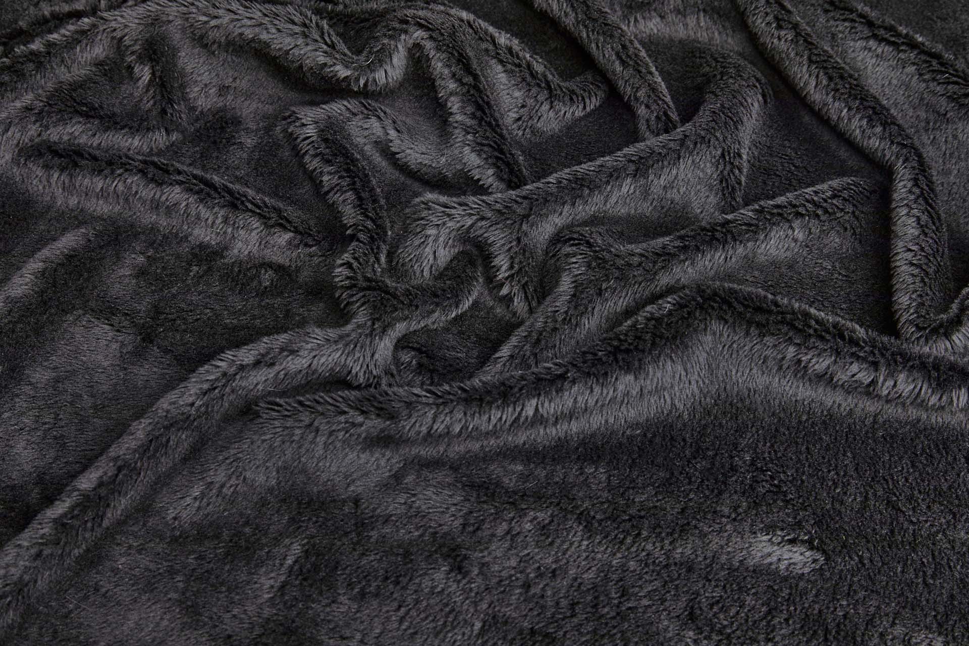 Black Fluffy Short Pile Faux Fur fabric, image 4 of 4