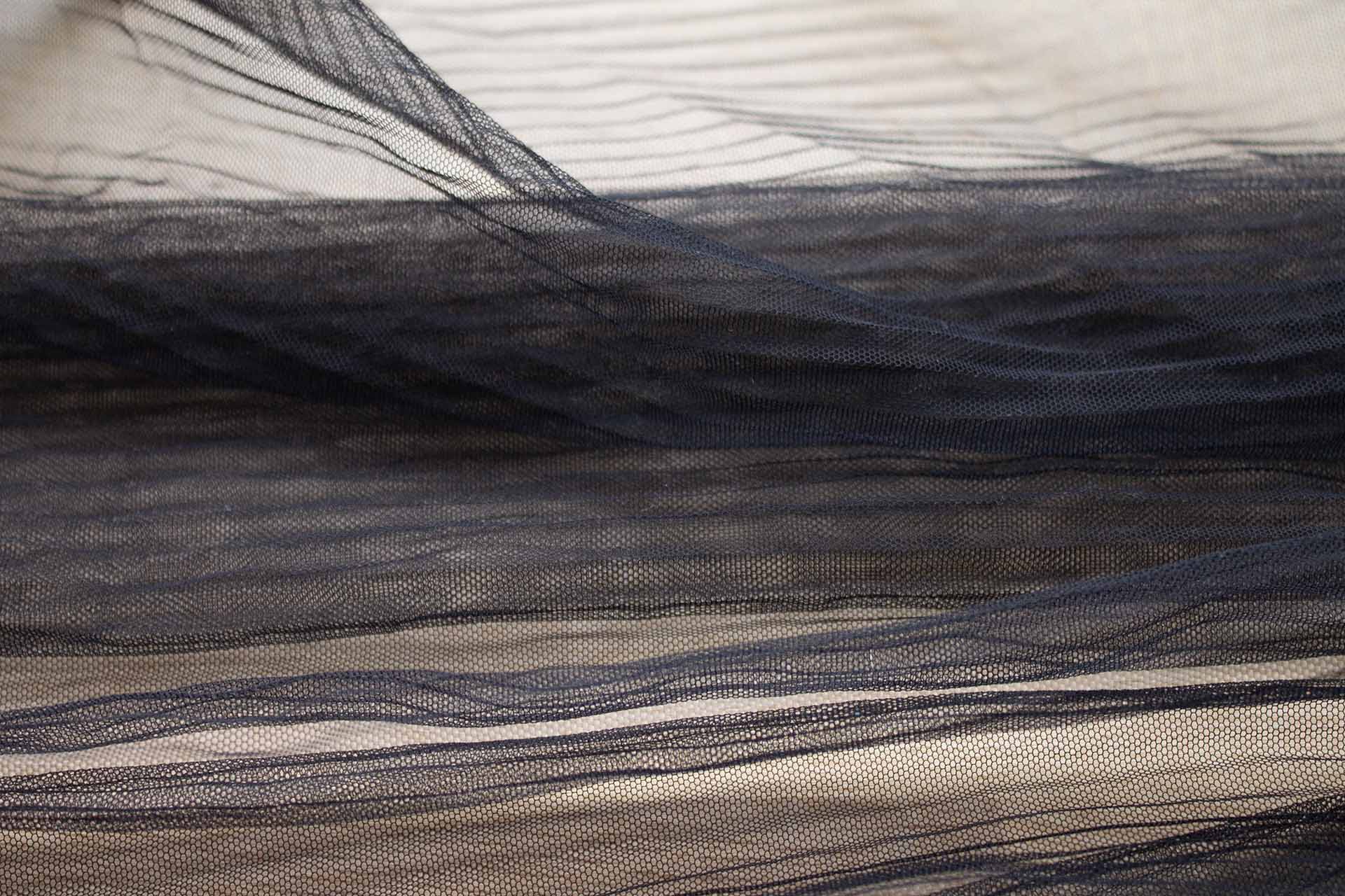 Pleated Soft Nylon Tulle - Black fabric, image 2 of 7
