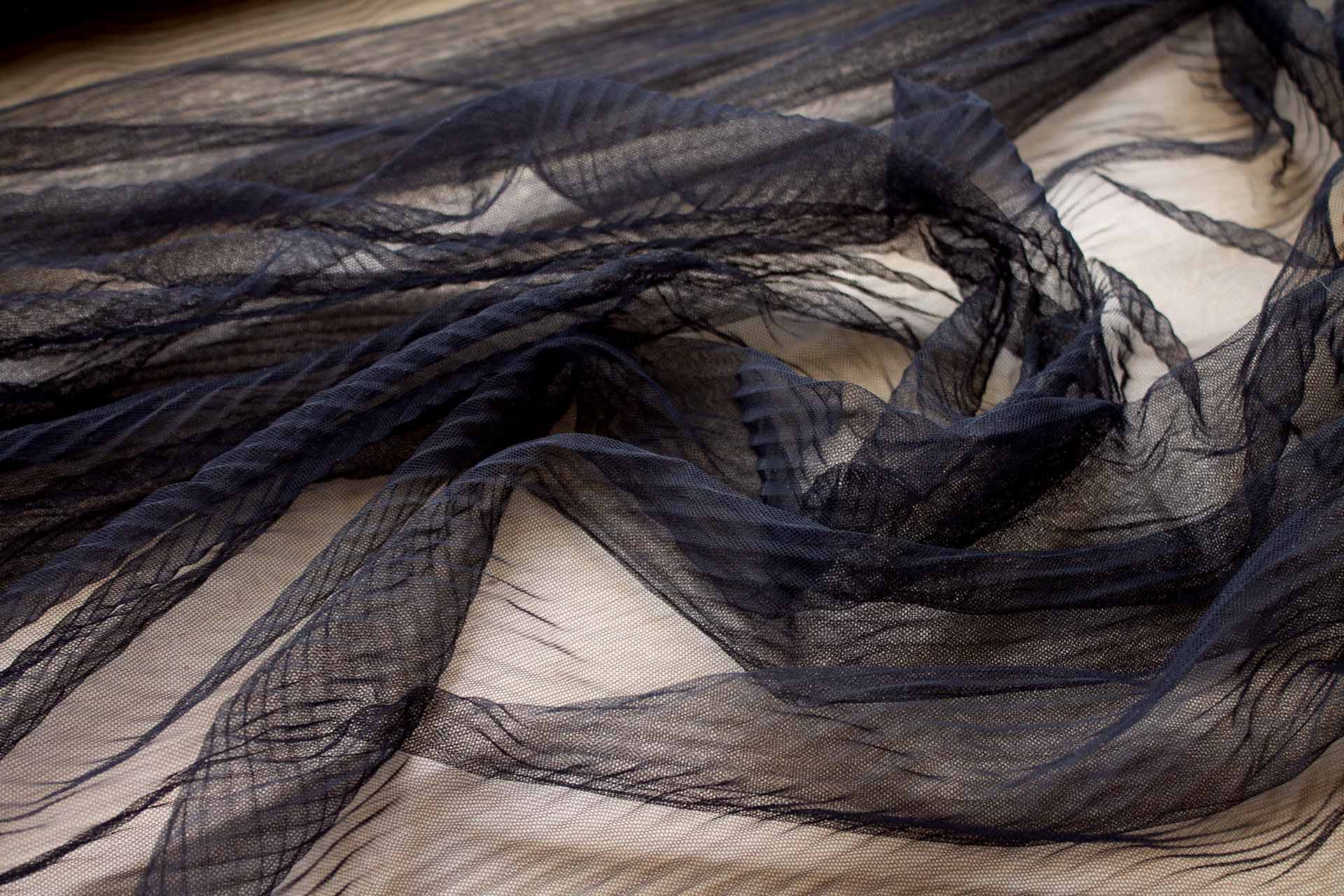 Pleated Soft Nylon Tulle - Black fabric, image 4 of 7