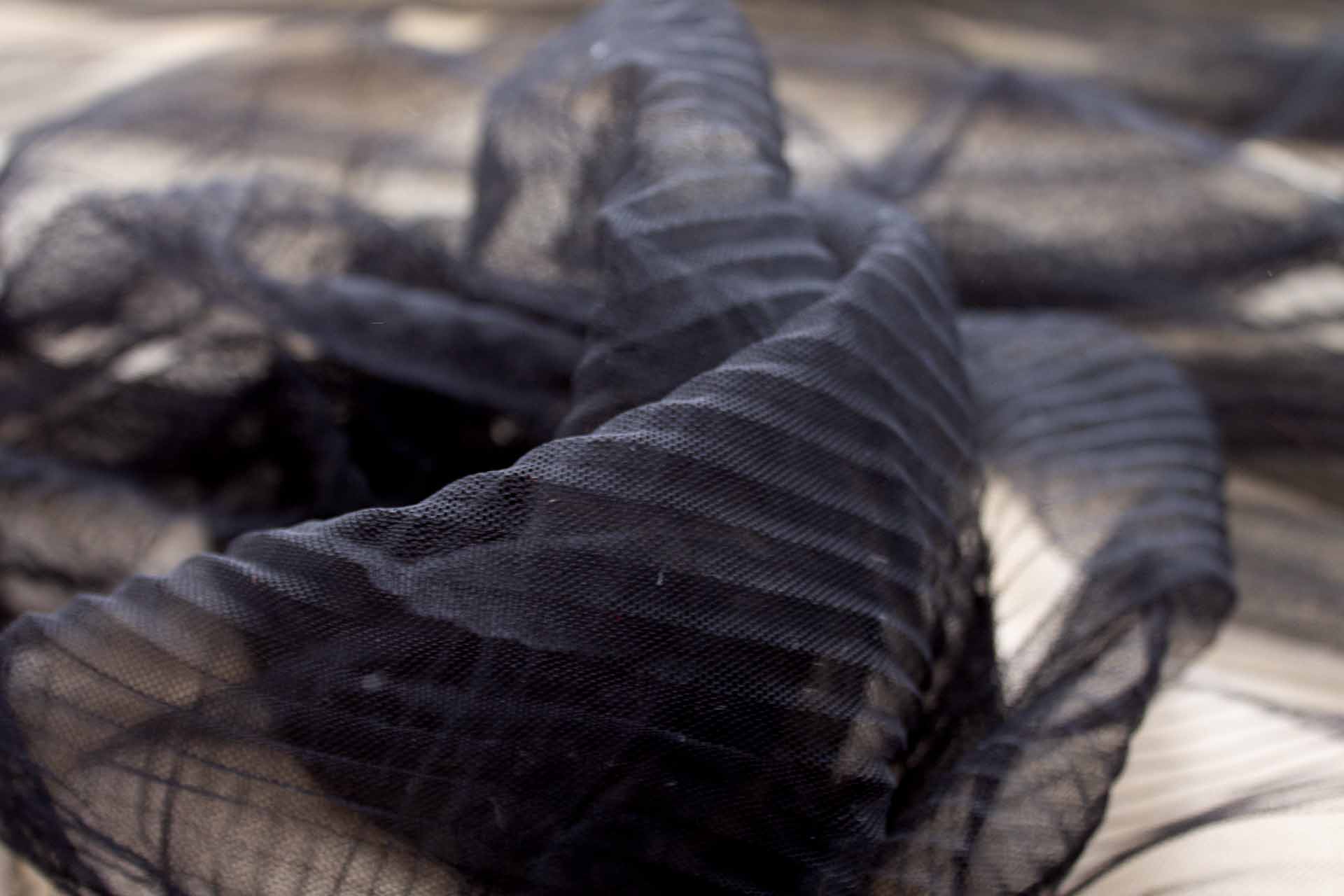 Pleated Soft Nylon Tulle - Black fabric, image 5 of 7