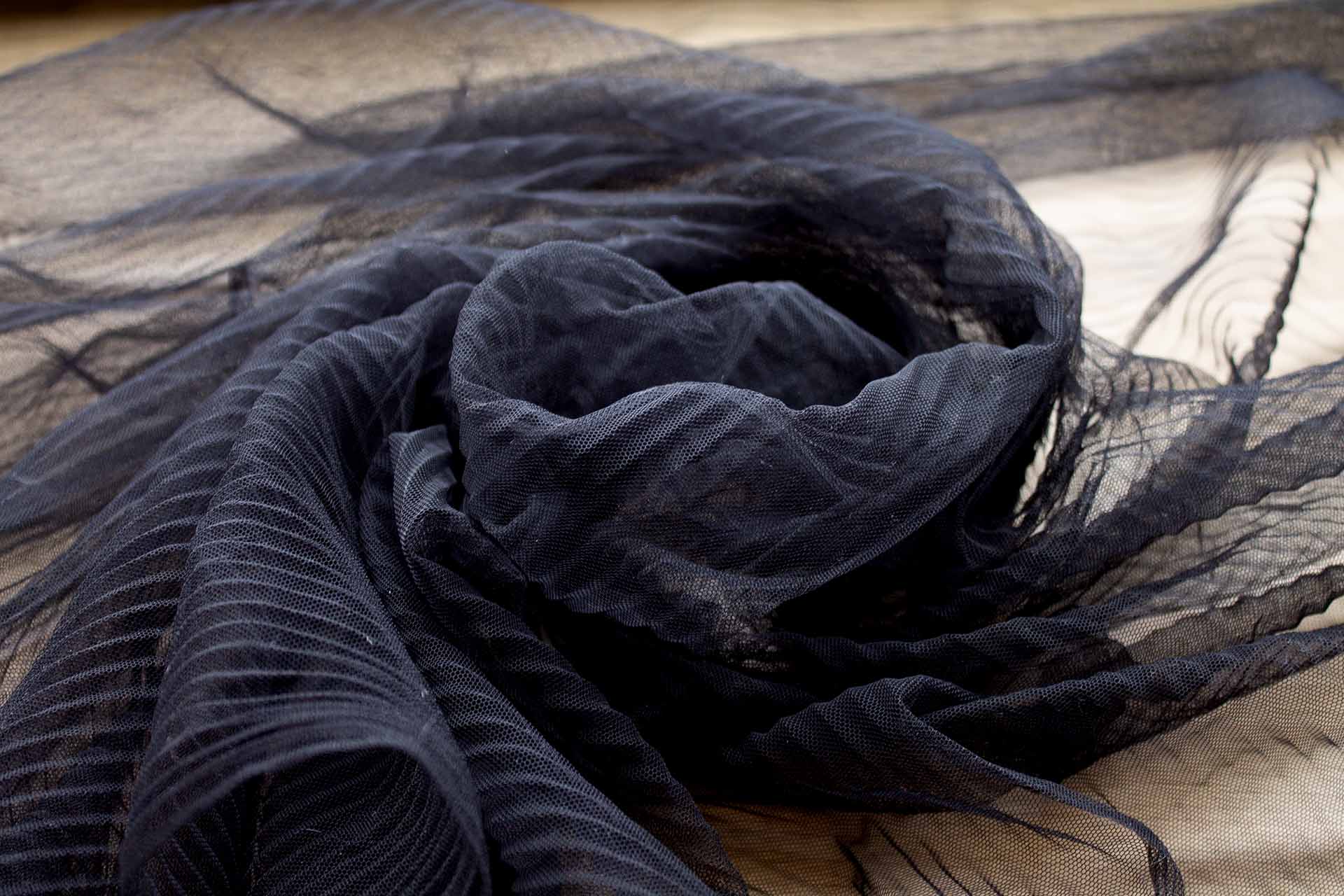Pleated Soft Nylon Tulle - Black fabric, image 7 of 7