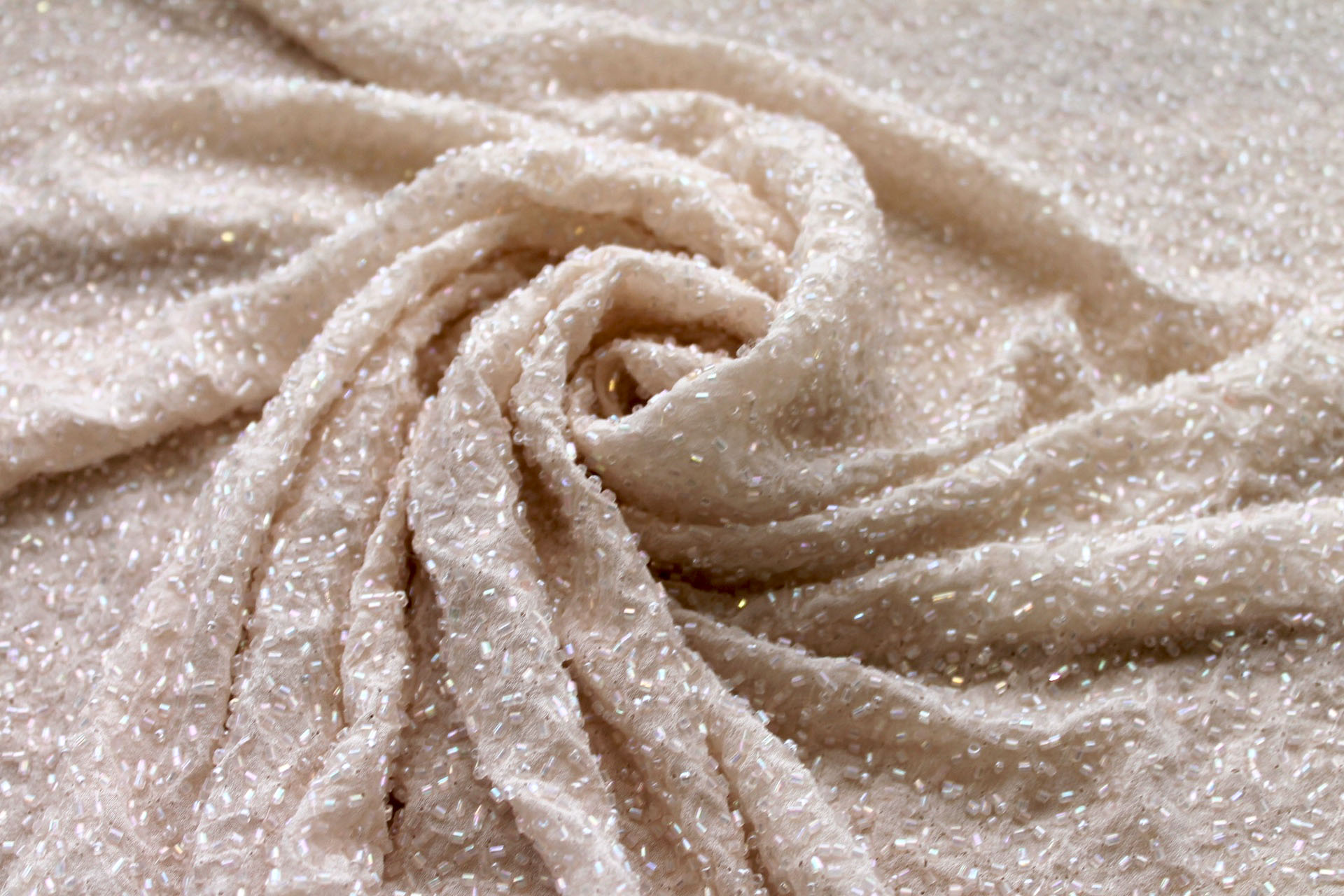 Beaded Silk Chiffon - New Blush fabric