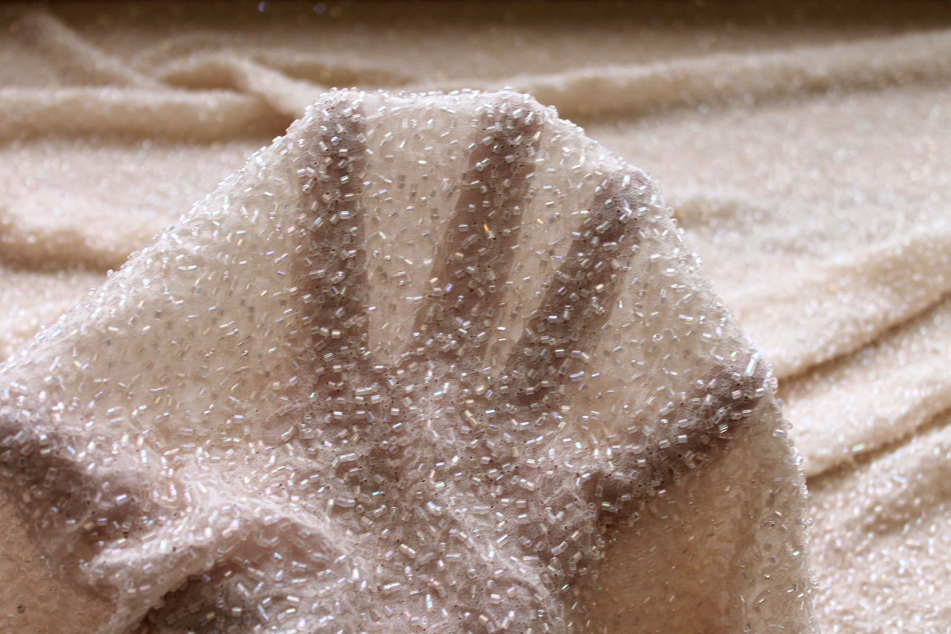 Beaded Silk Chiffon - New Blush fabric, image 4 of 7