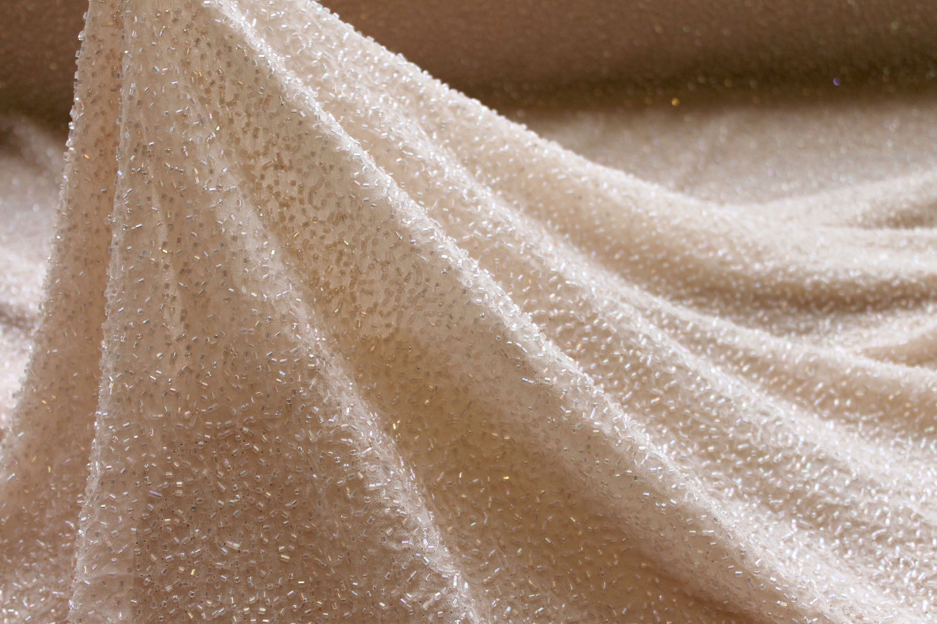 Beaded Silk Chiffon - New Blush fabric, image 5 of 7