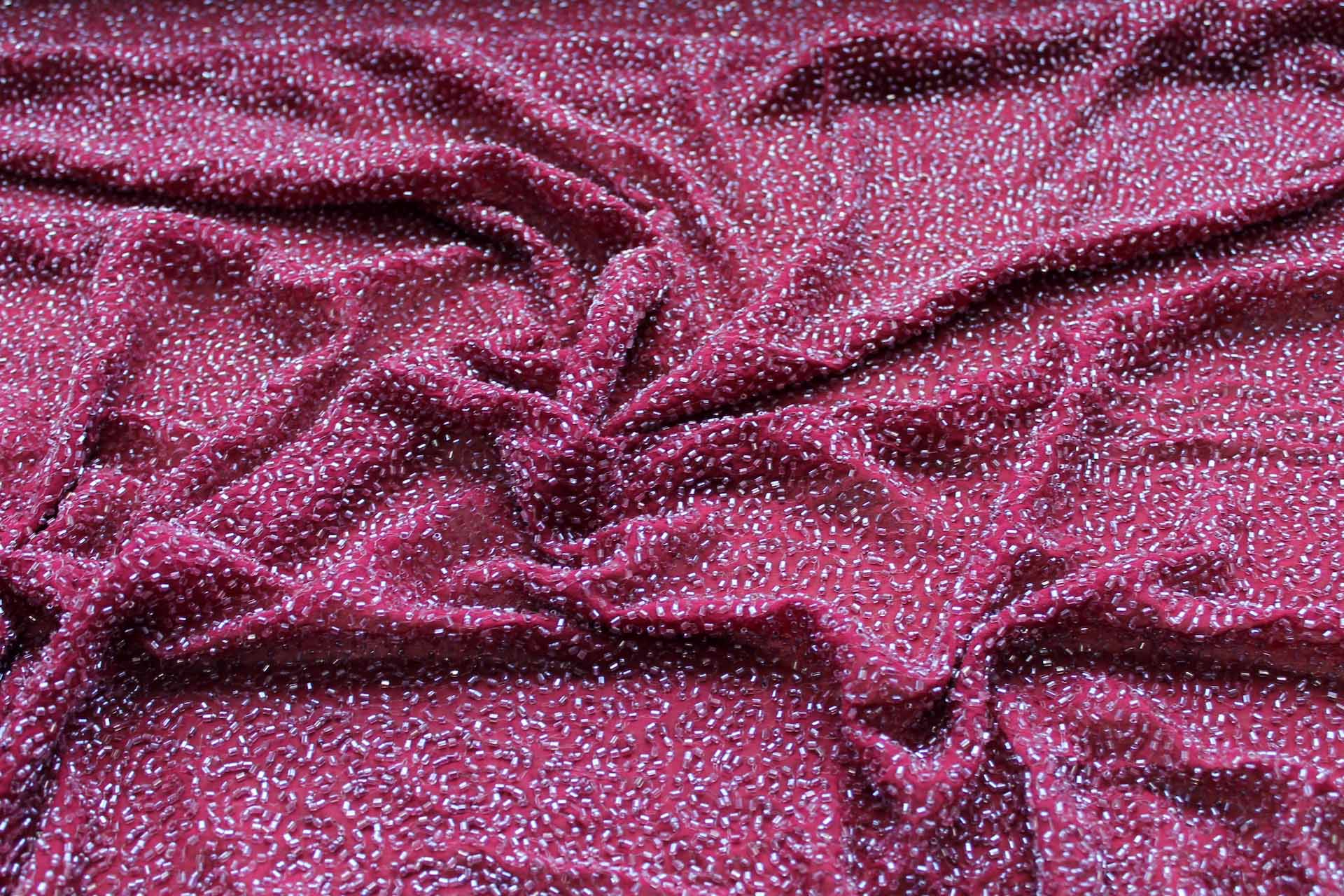 Beaded Silk Chiffon - New Burgundy fabric, image 2 of 7