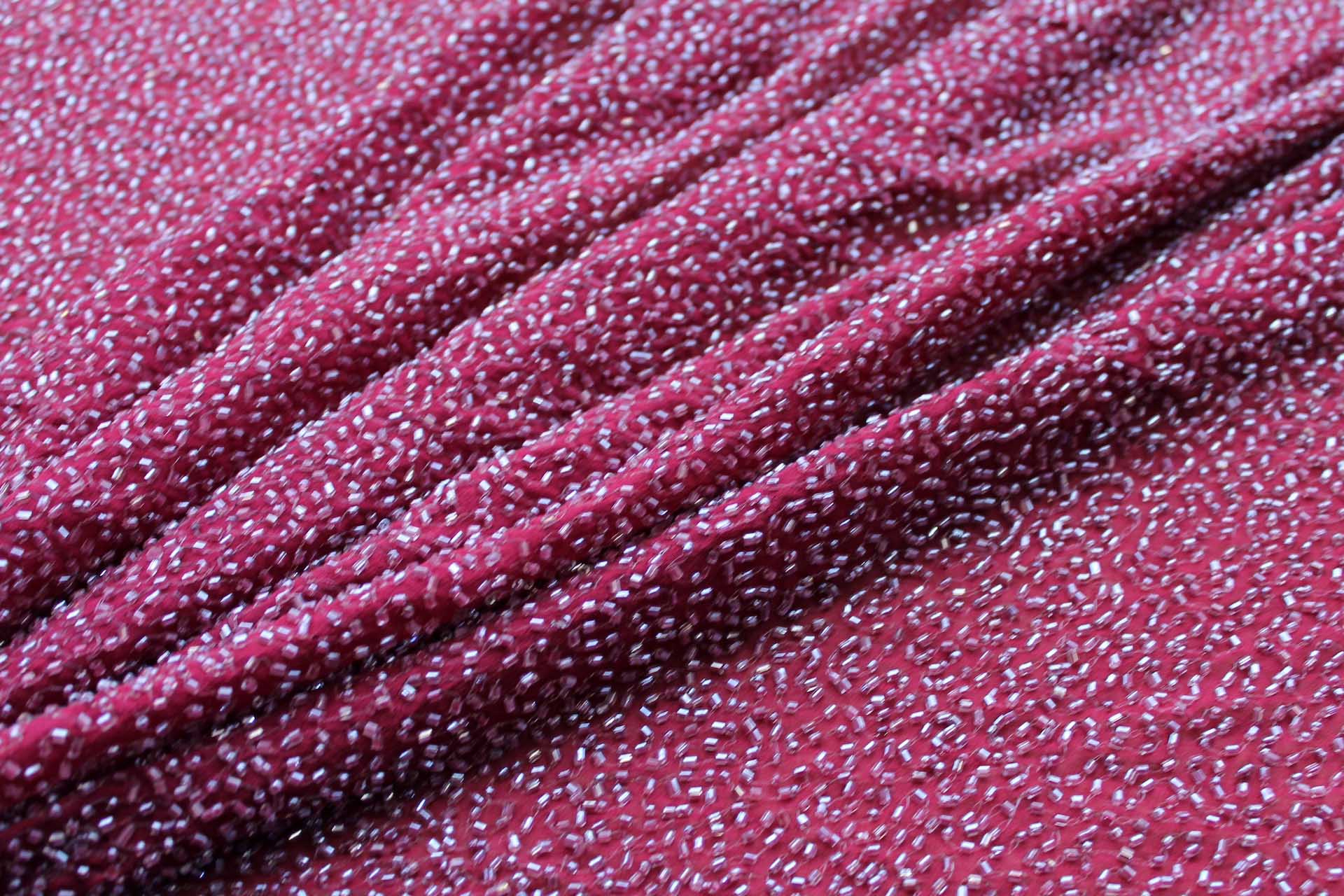 Beaded Silk Chiffon - New Burgundy fabric, image 3 of 7