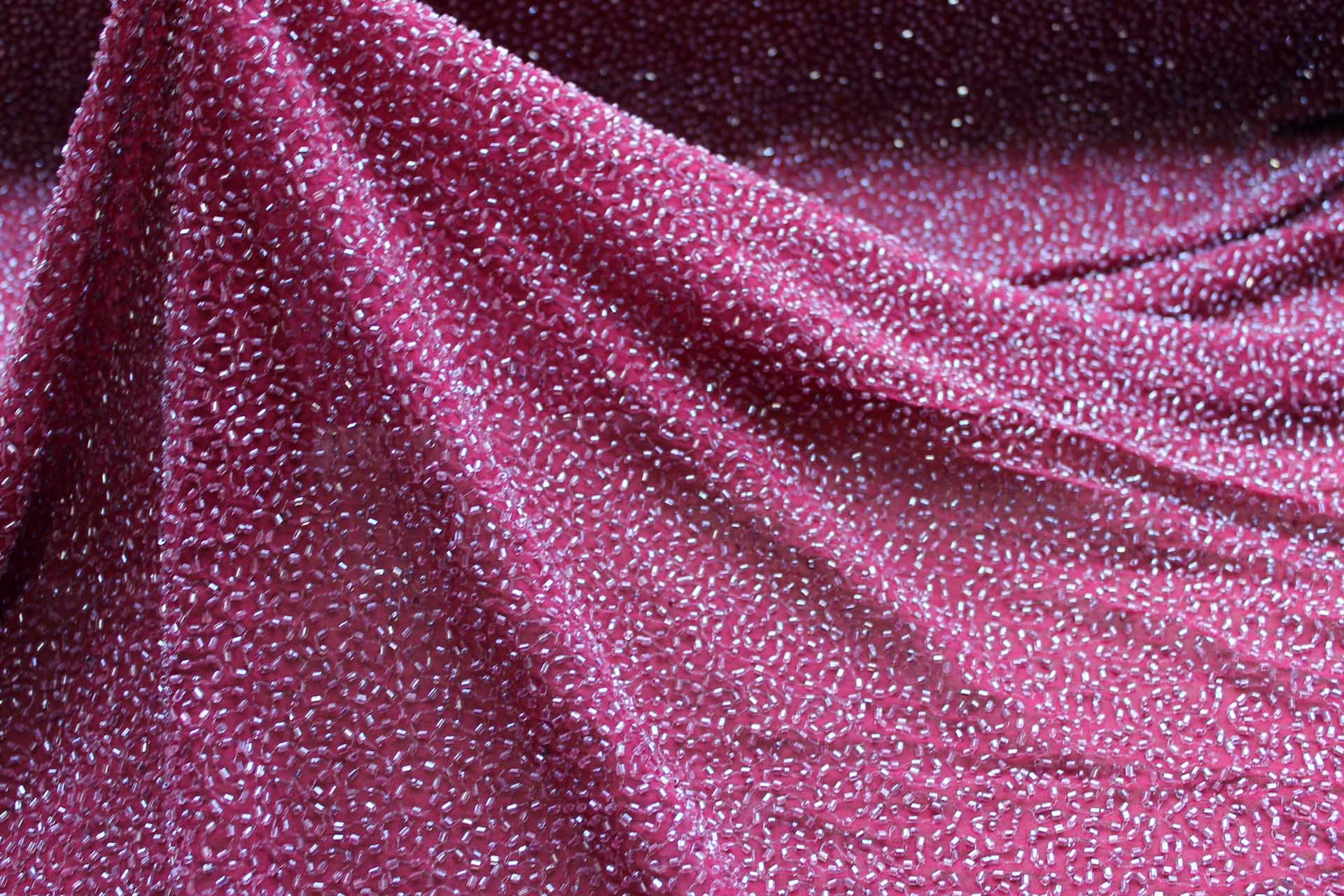 Beaded Silk Chiffon - New Burgundy fabric, image 4 of 7