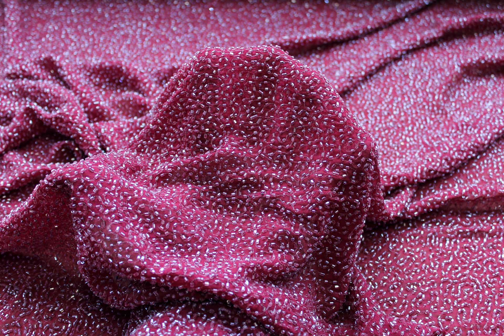 Beaded Silk Chiffon - New Burgundy fabric, image 5 of 7