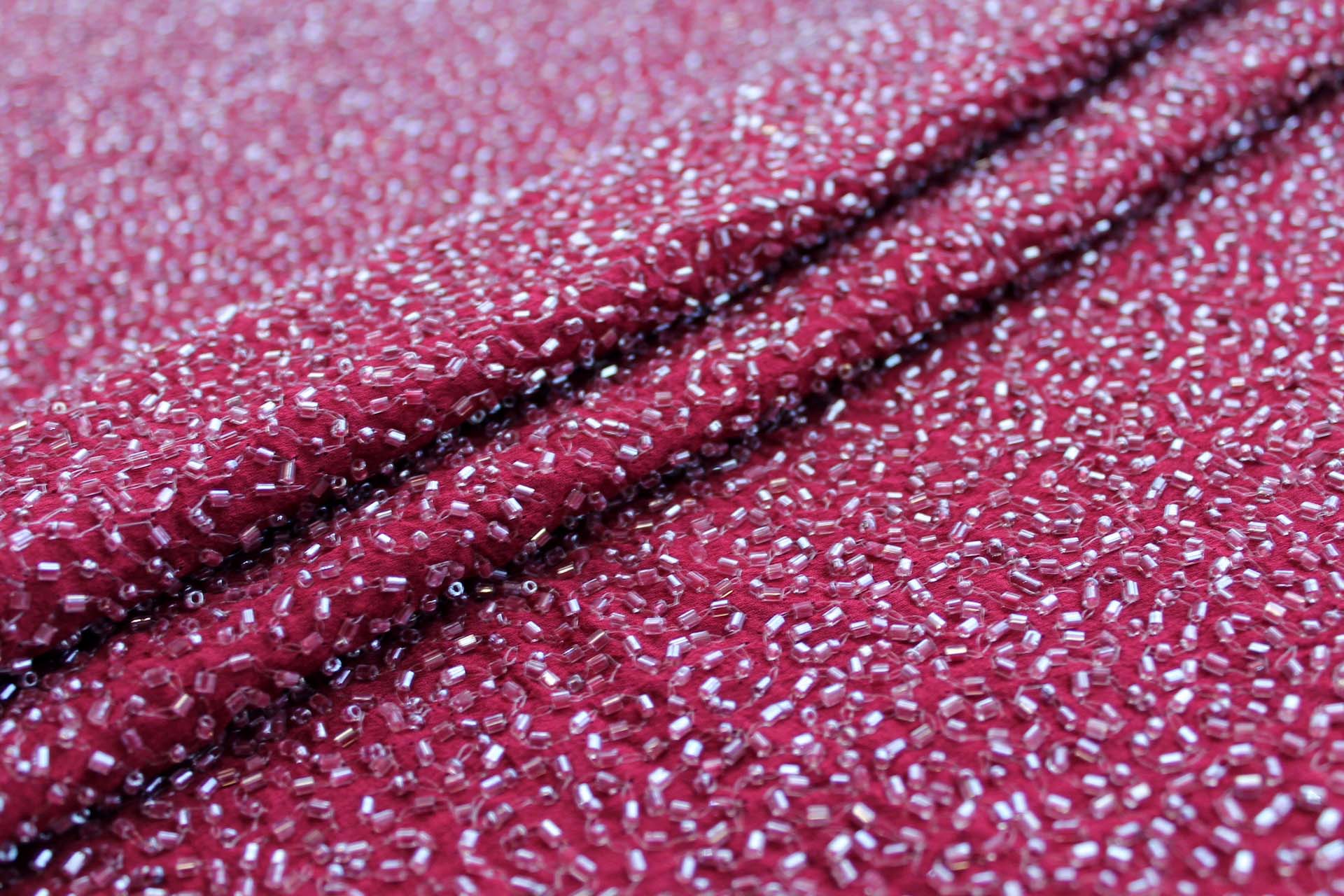 Beaded Silk Chiffon - New Burgundy fabric, image 6 of 7