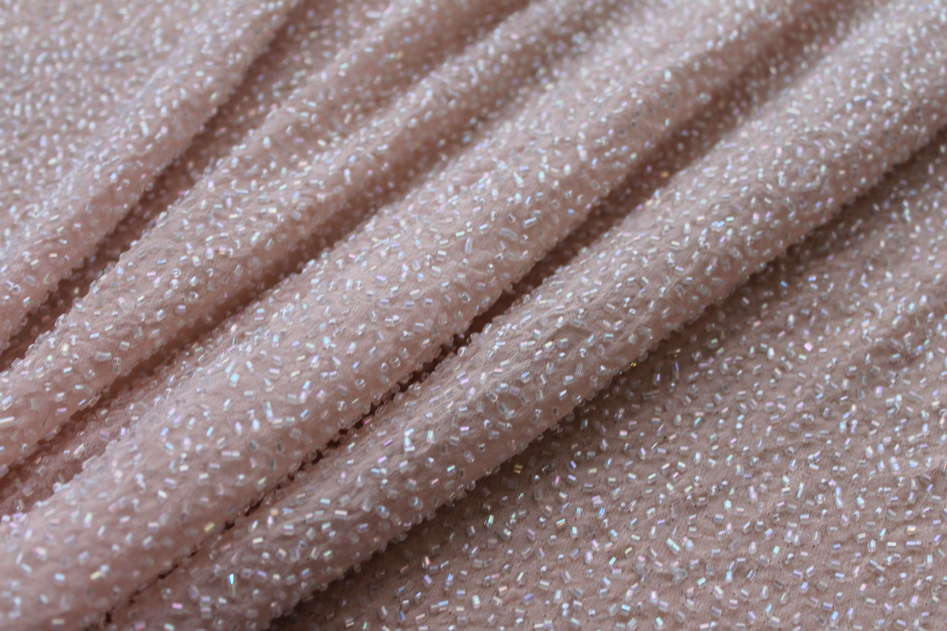 Beaded Silk Chiffon - New Pale Pink fabric, image 3 of 7